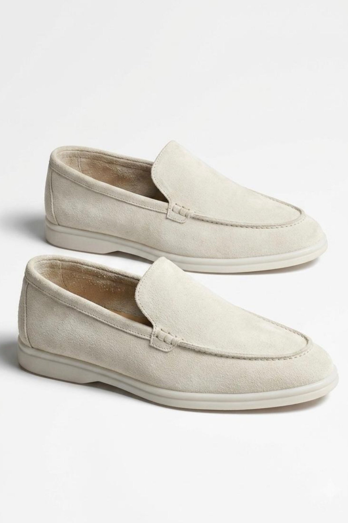 Riva İçi Dışı Deri Süet Old Money Loafer Ayakkabı Krem