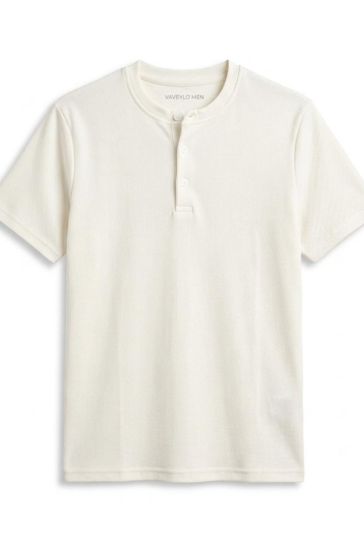 Roventi Henley Yaka Pamuklu Old Money T-shirt Beyaz