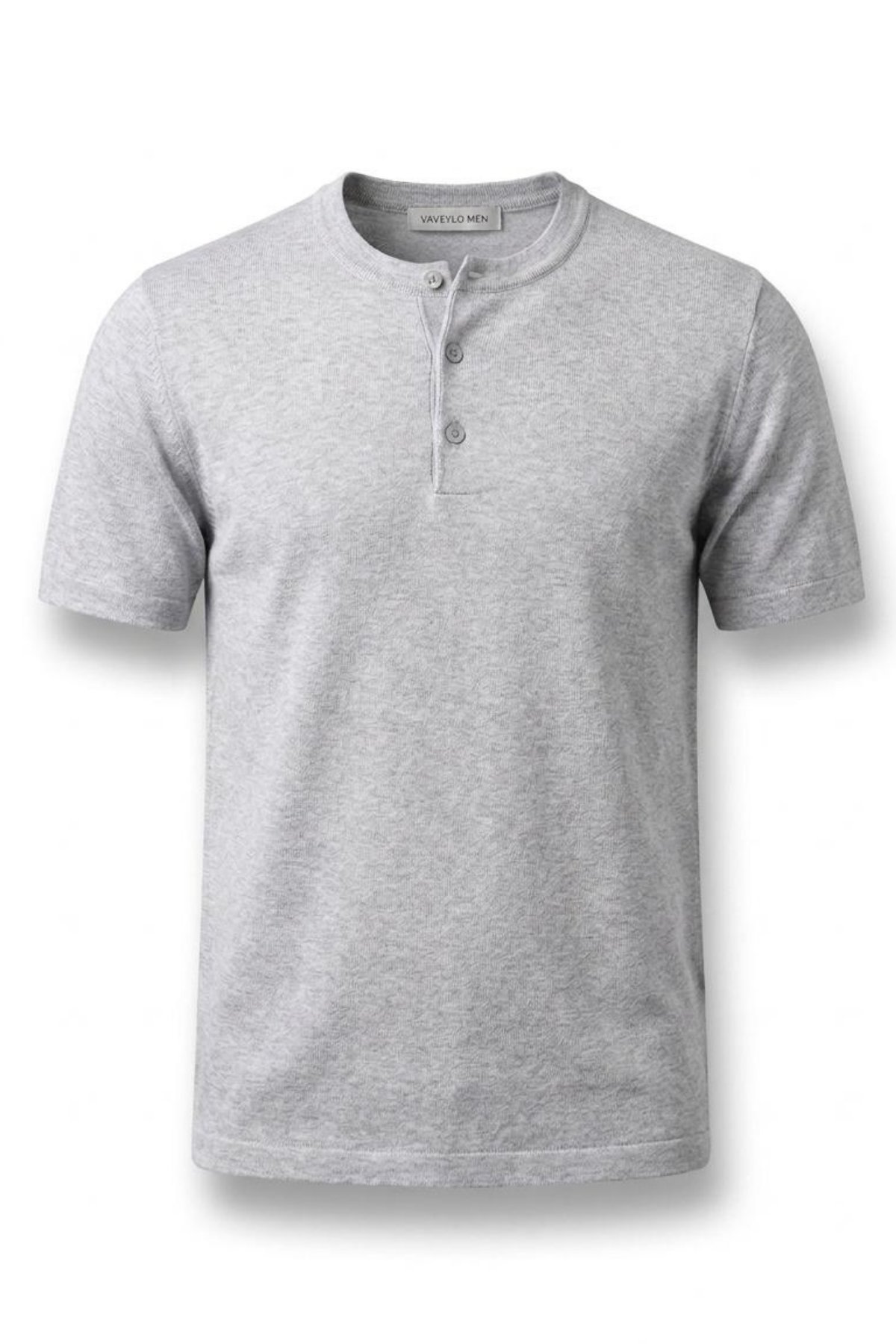 Roventi Henley Yaka Pamuklu Old Money T-shirt Gri