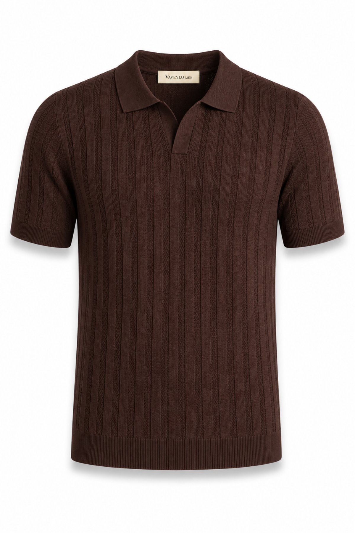 Rupert Kendinden Şeritli Old Money Polo Yaka T-shirt Acı Kahve 