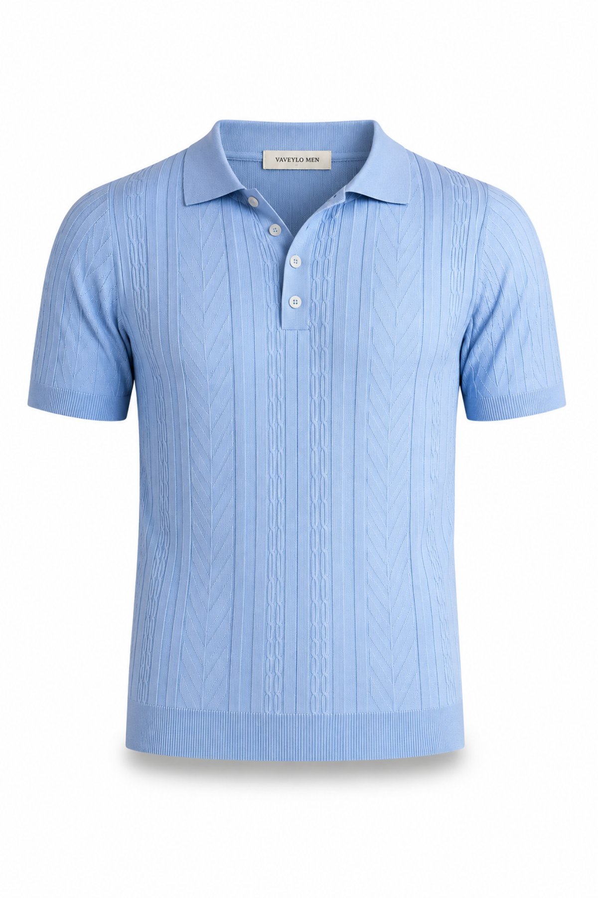 Torino Kendinden Desenli Old Money Polo Yaka Bebe Mavi