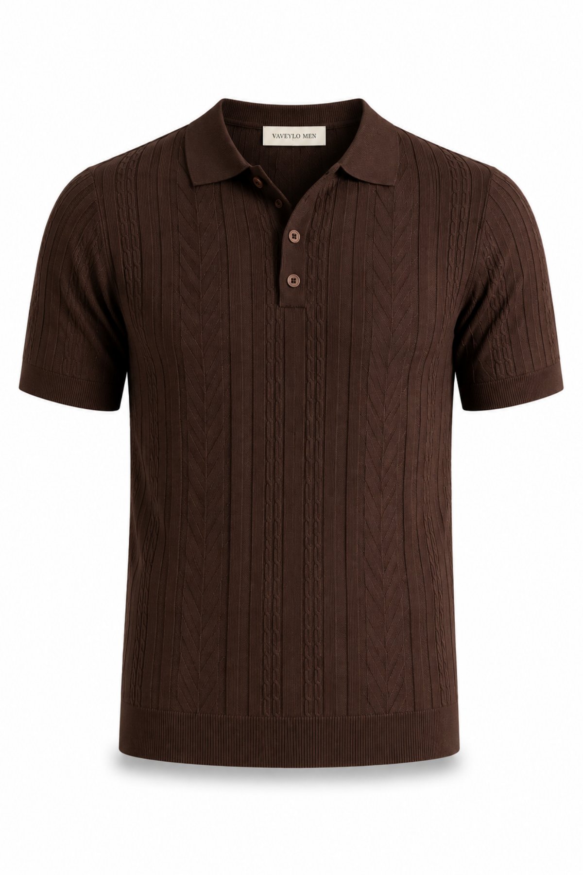 Torino Kendinden Desenli Old Money Polo Yaka Acı Kahve