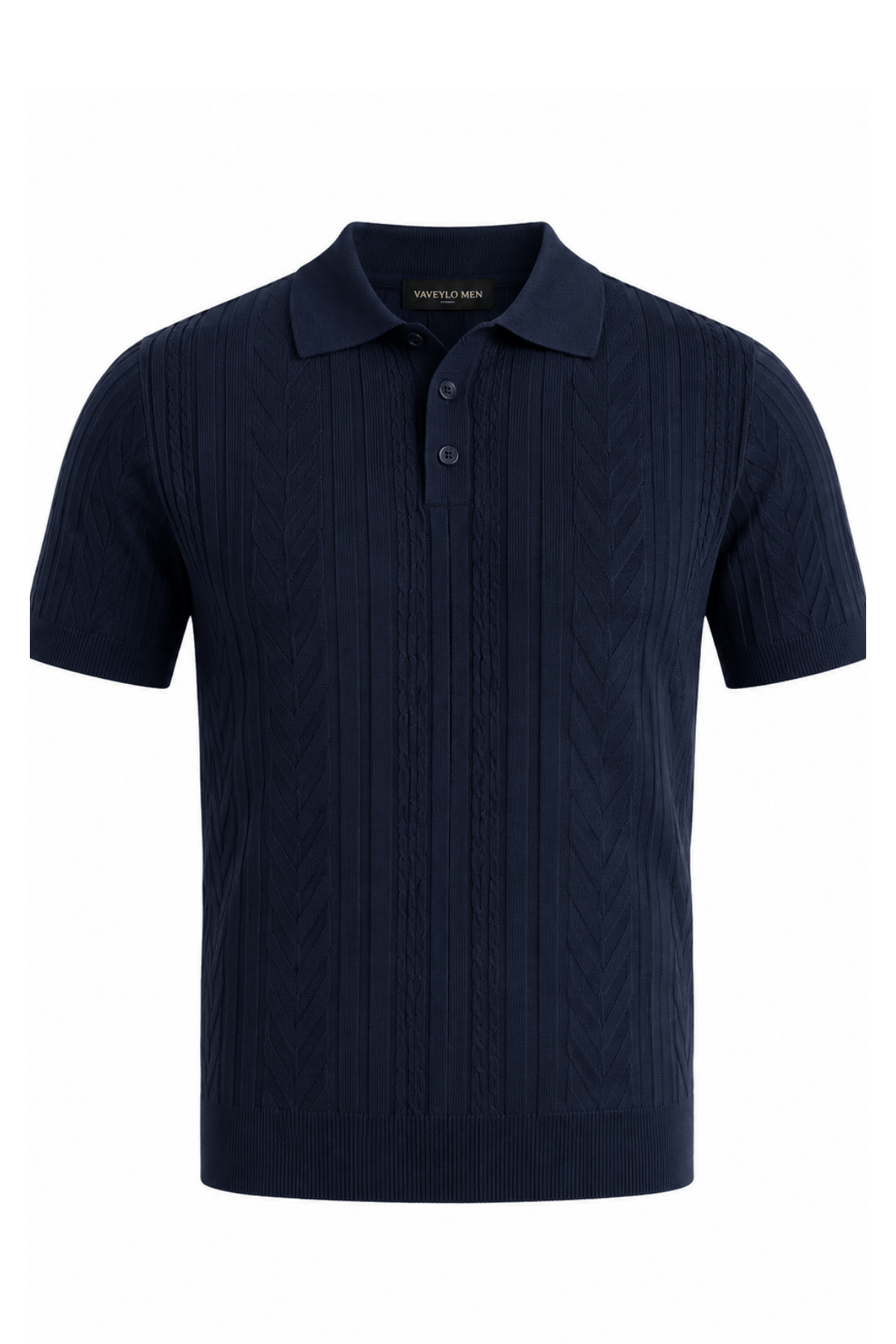 Torino Kendinden Desenli Old Money Polo Yaka Lacivert