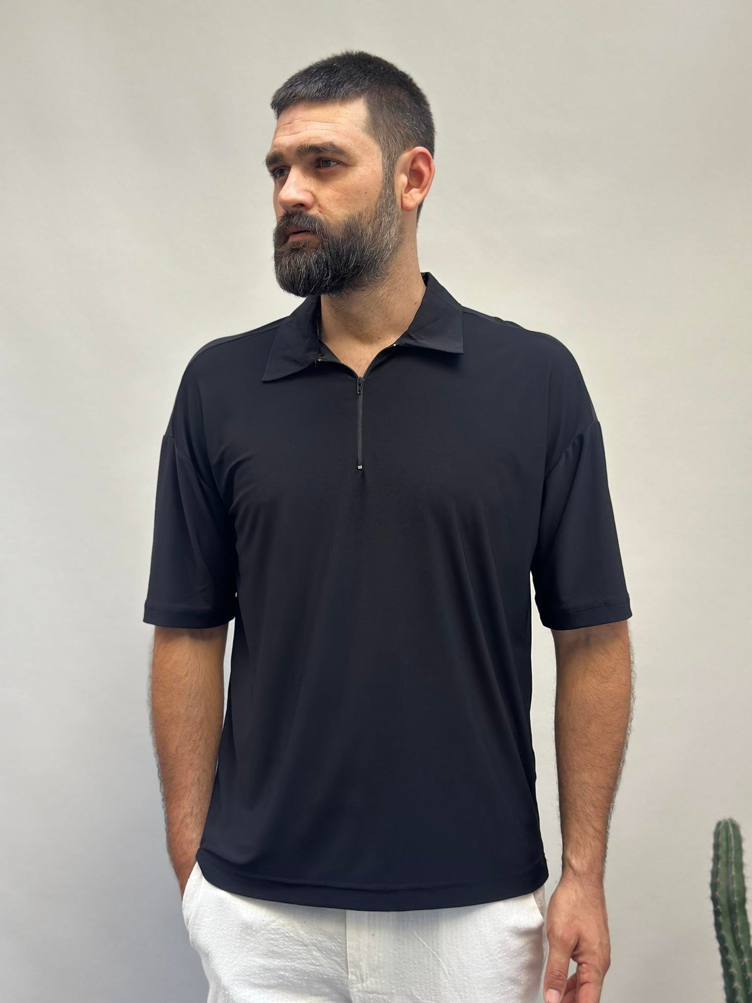 Fermuarlı Polo Yaka T-shirt