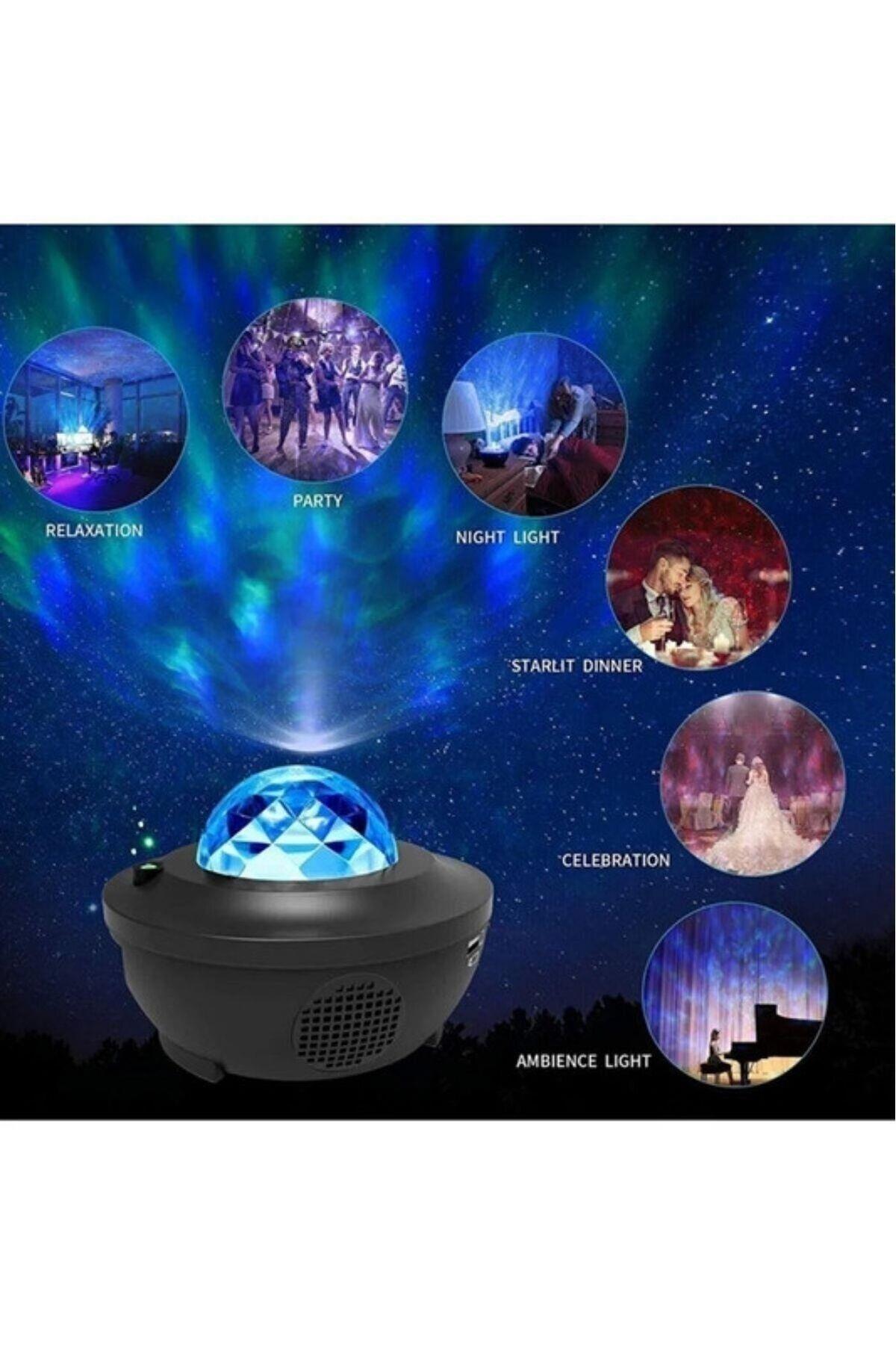Projektör Bluetooth Hoparlör Lazer Işıklı Disko Lambası