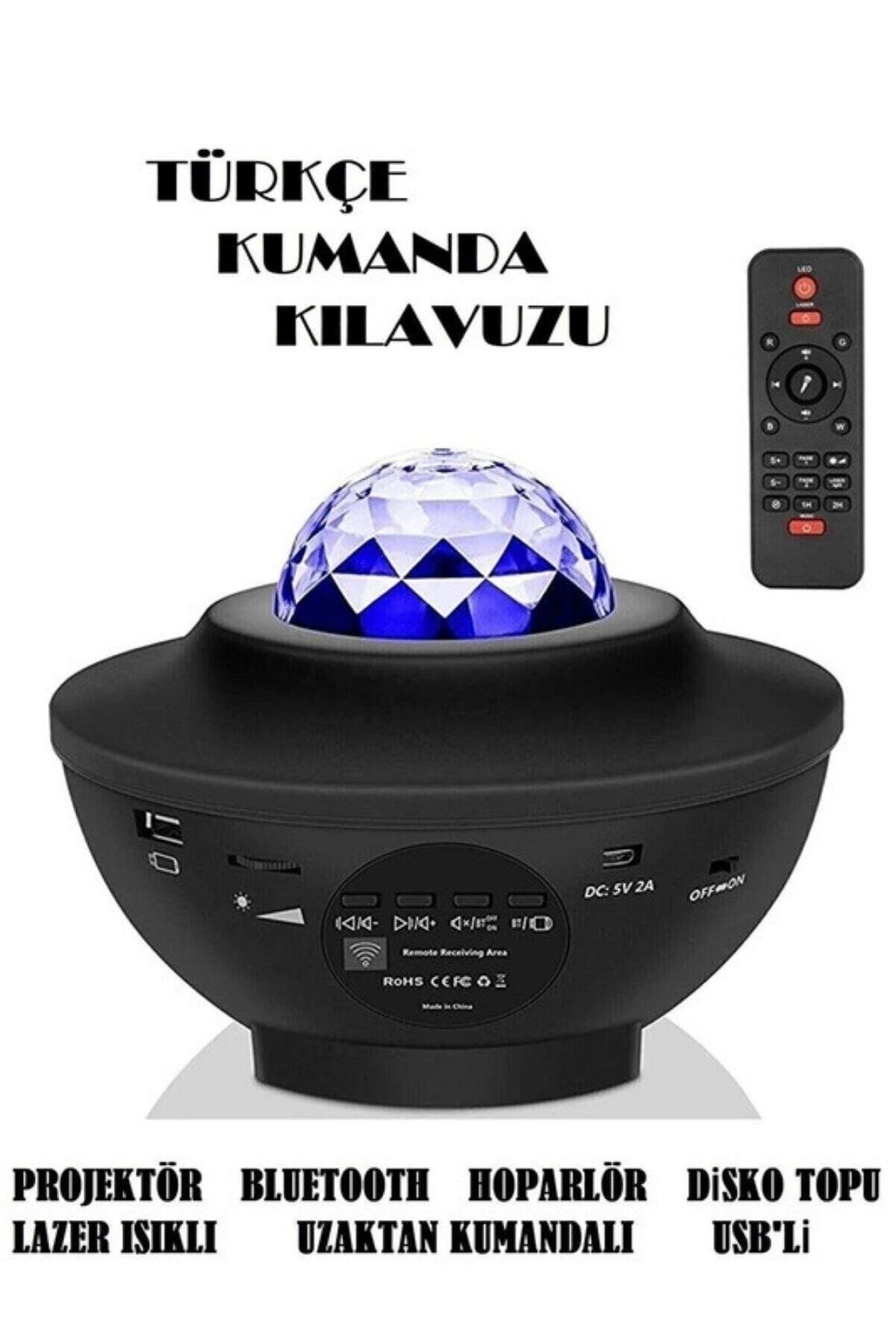Projektör Bluetooth Hoparlör Lazer Işıklı Disko Lambası