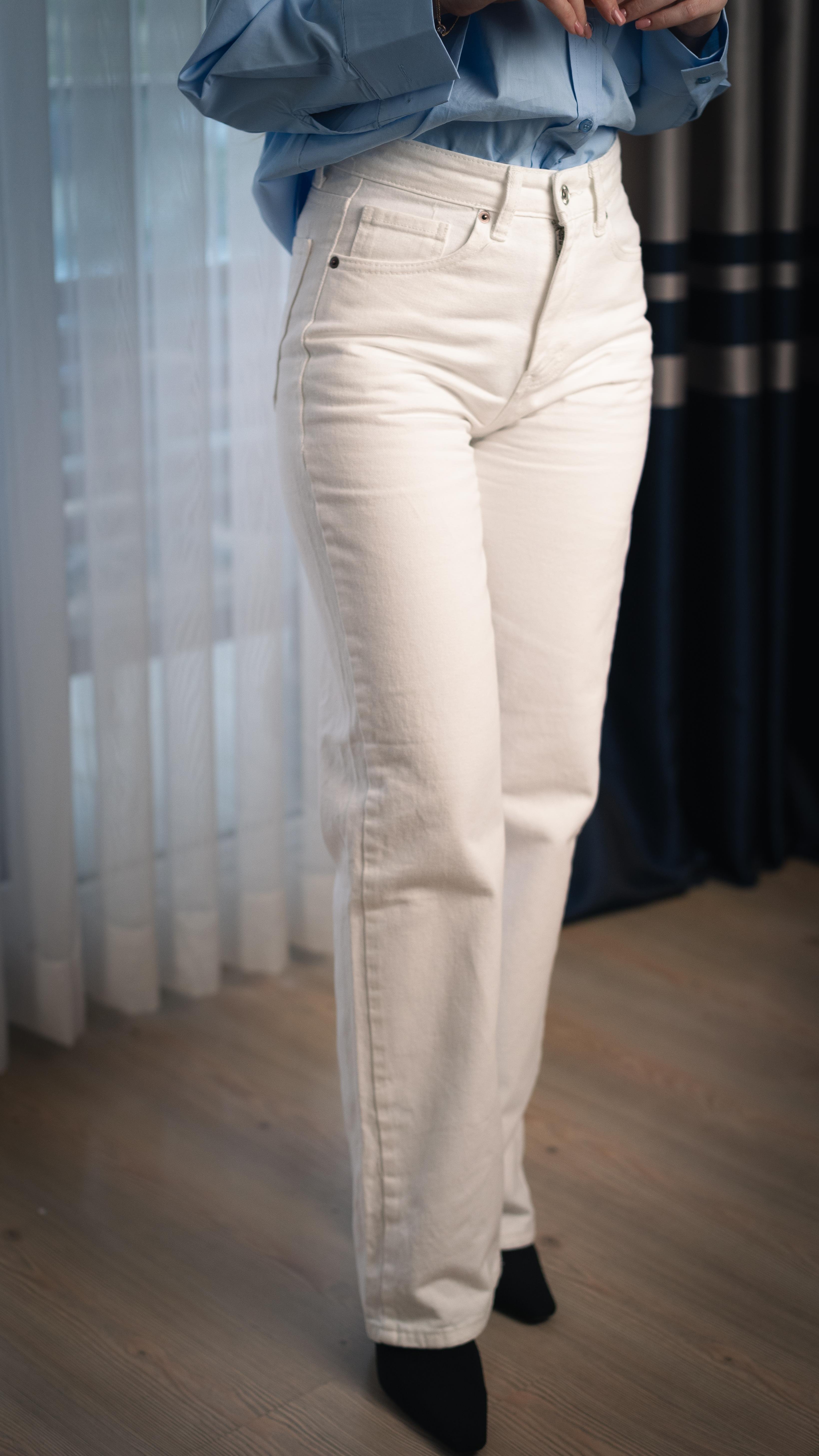 Zr Beyaz Straight Jean