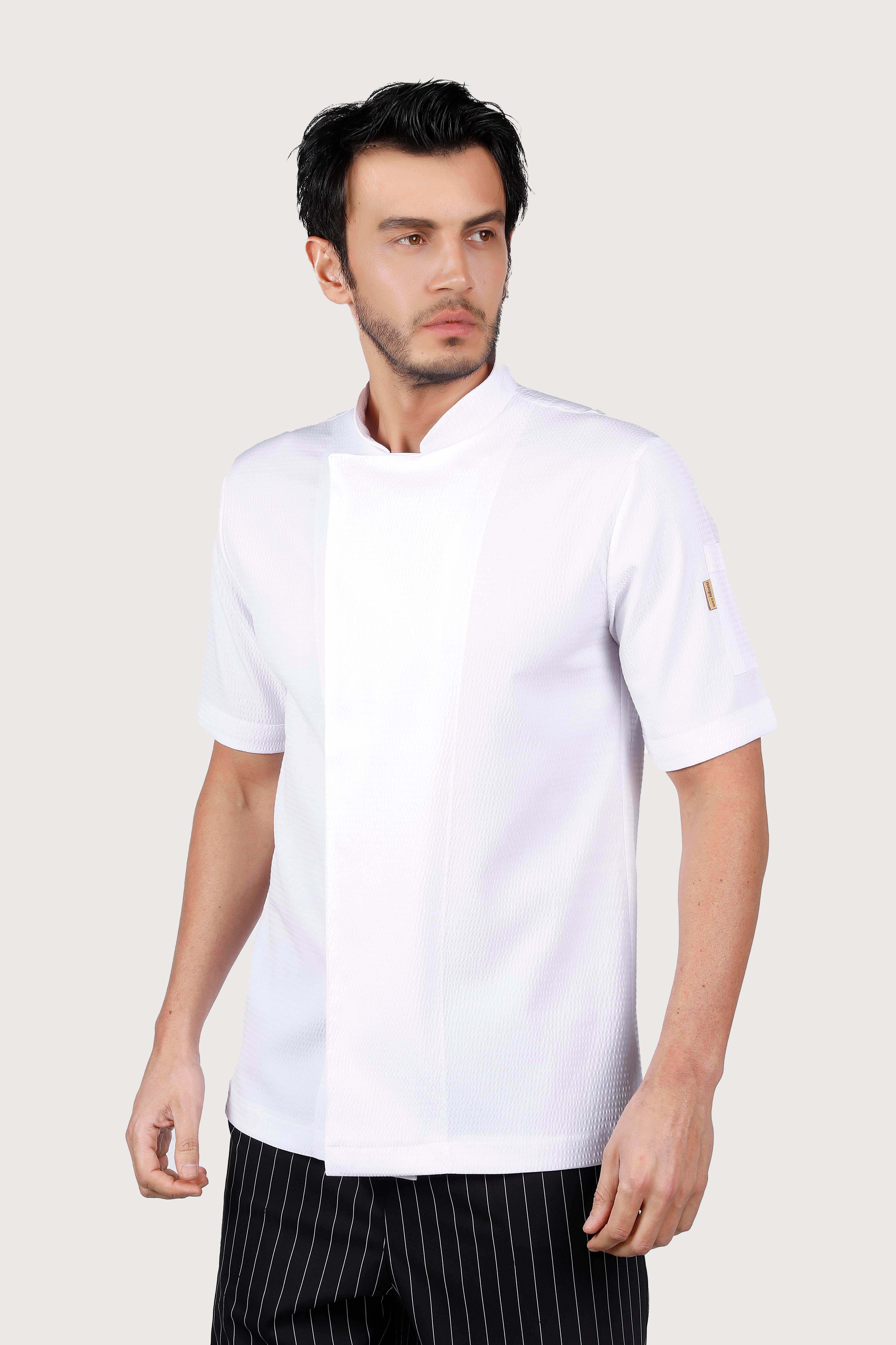Beyaz Kısakol Sade Chef Ceket