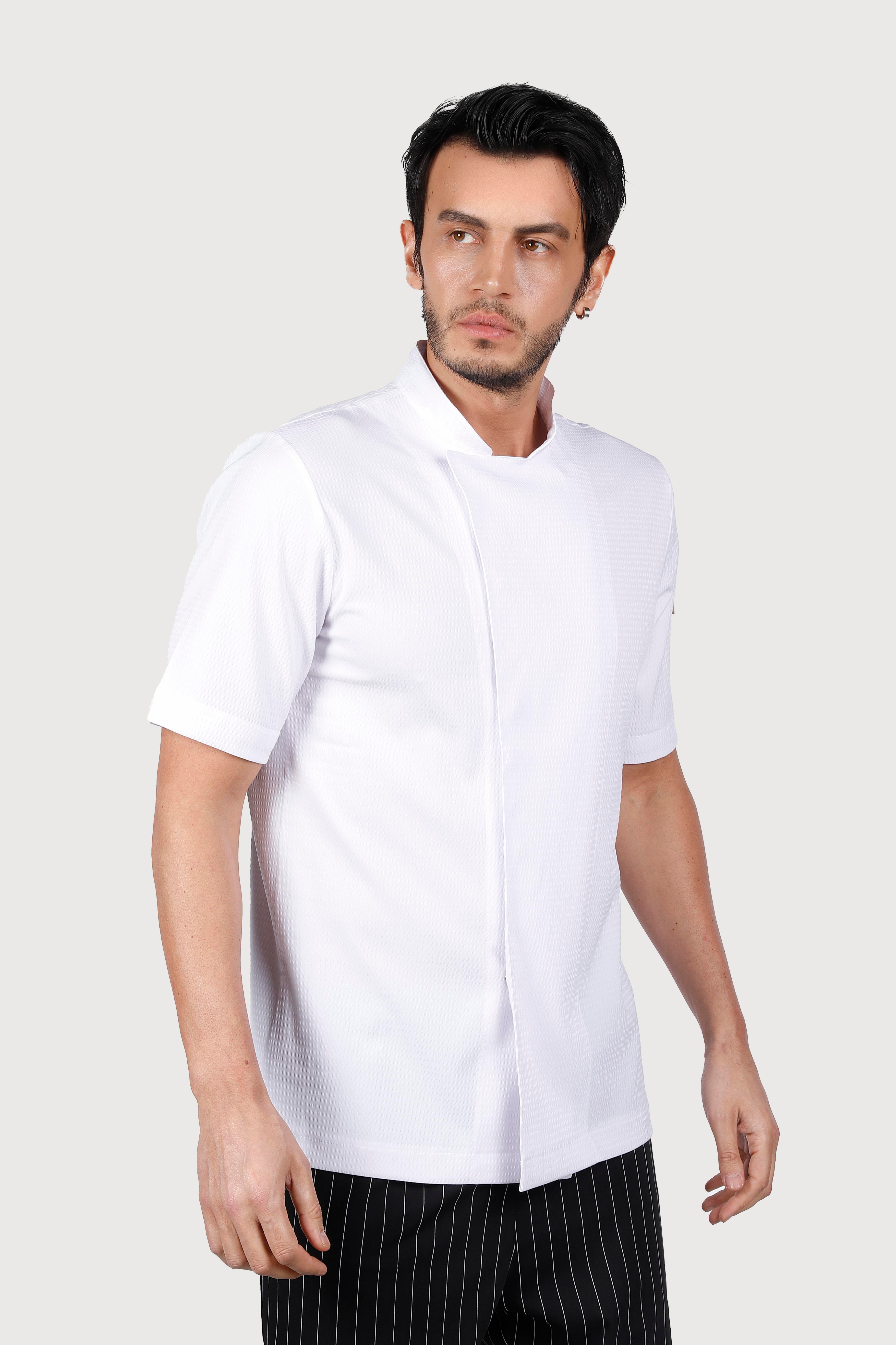 Beyaz Kısakol Sade Chef Ceket
