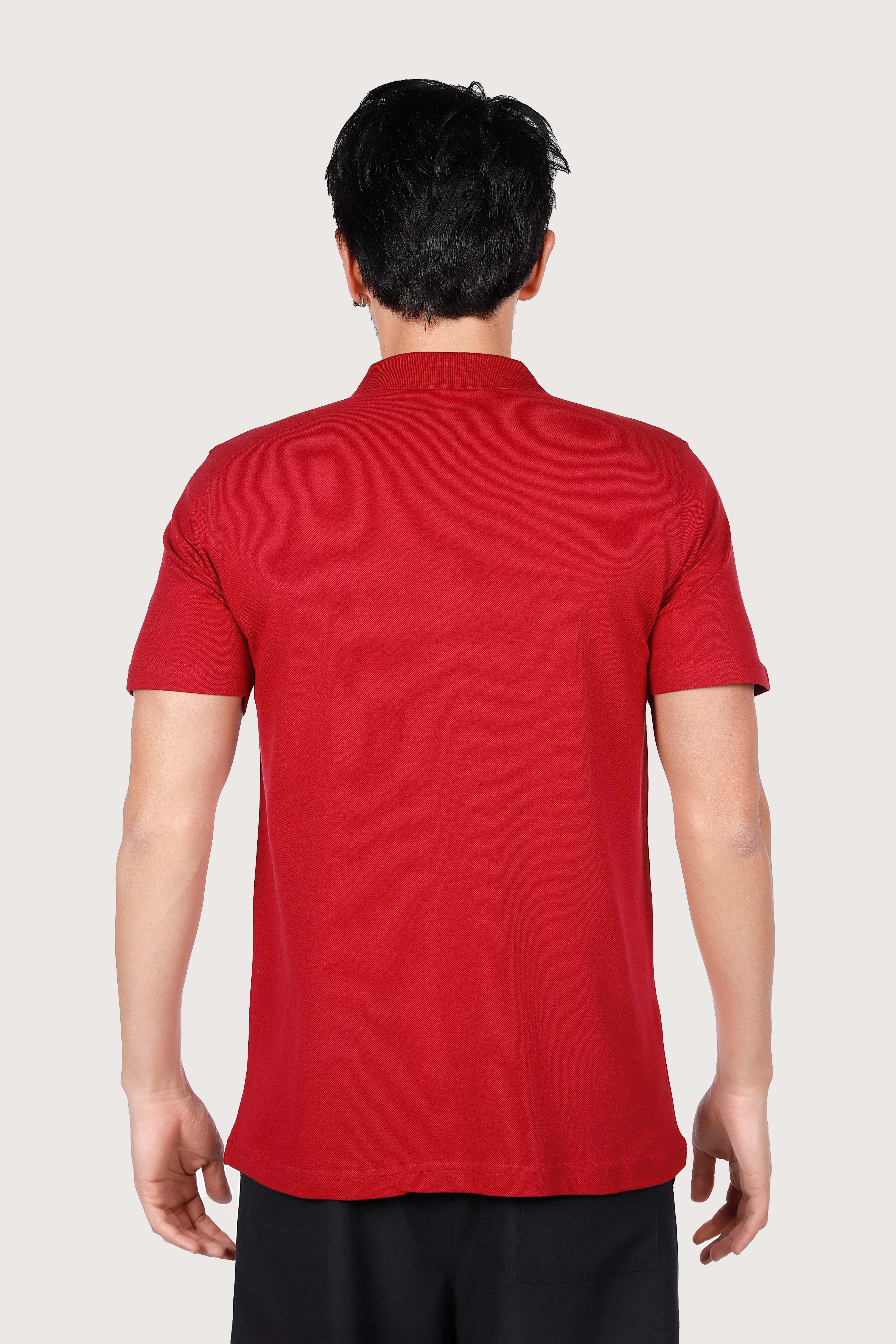 Bordo Polo Yaka Penye Tişört