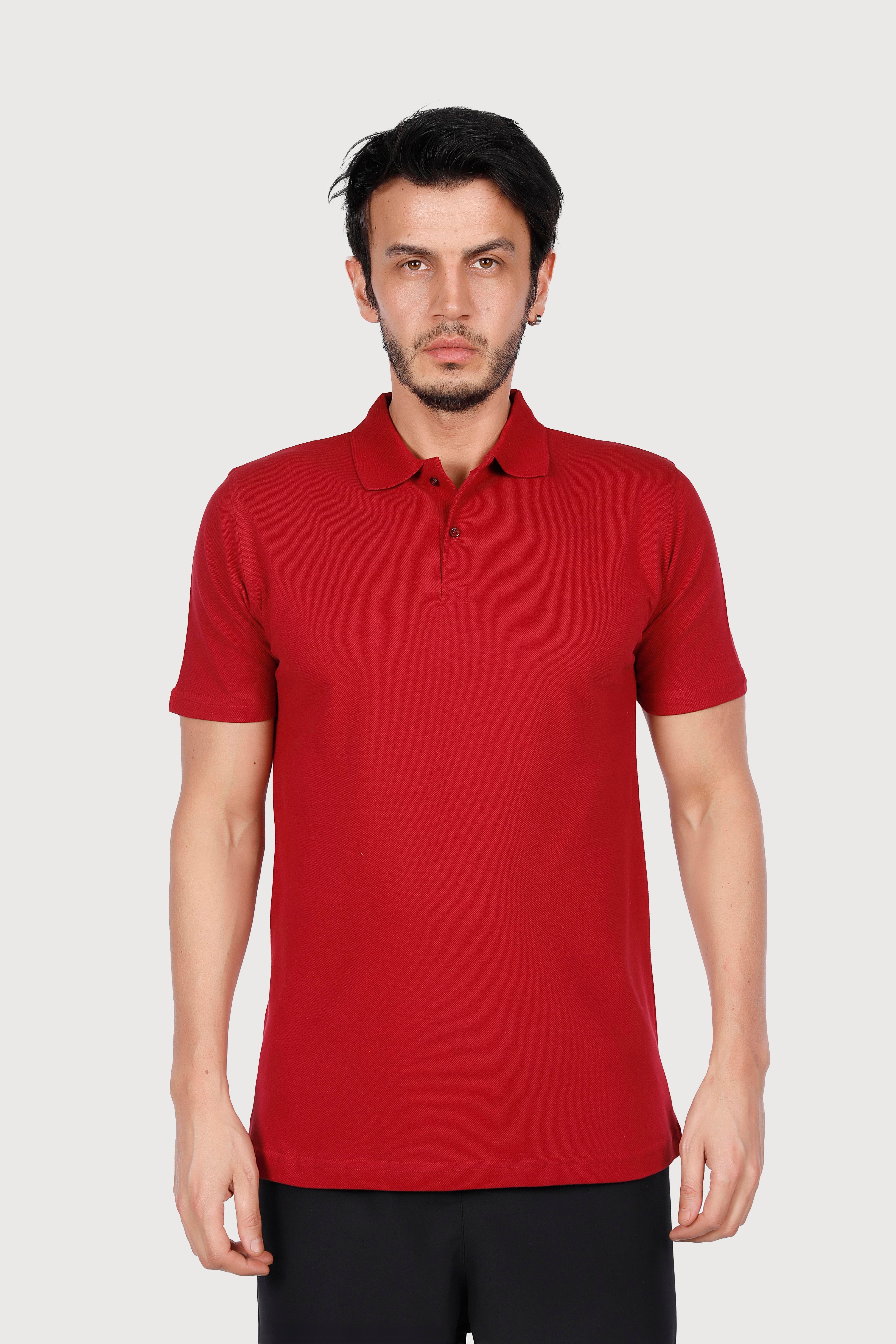 Bordo Polo Yaka Penye Tişört