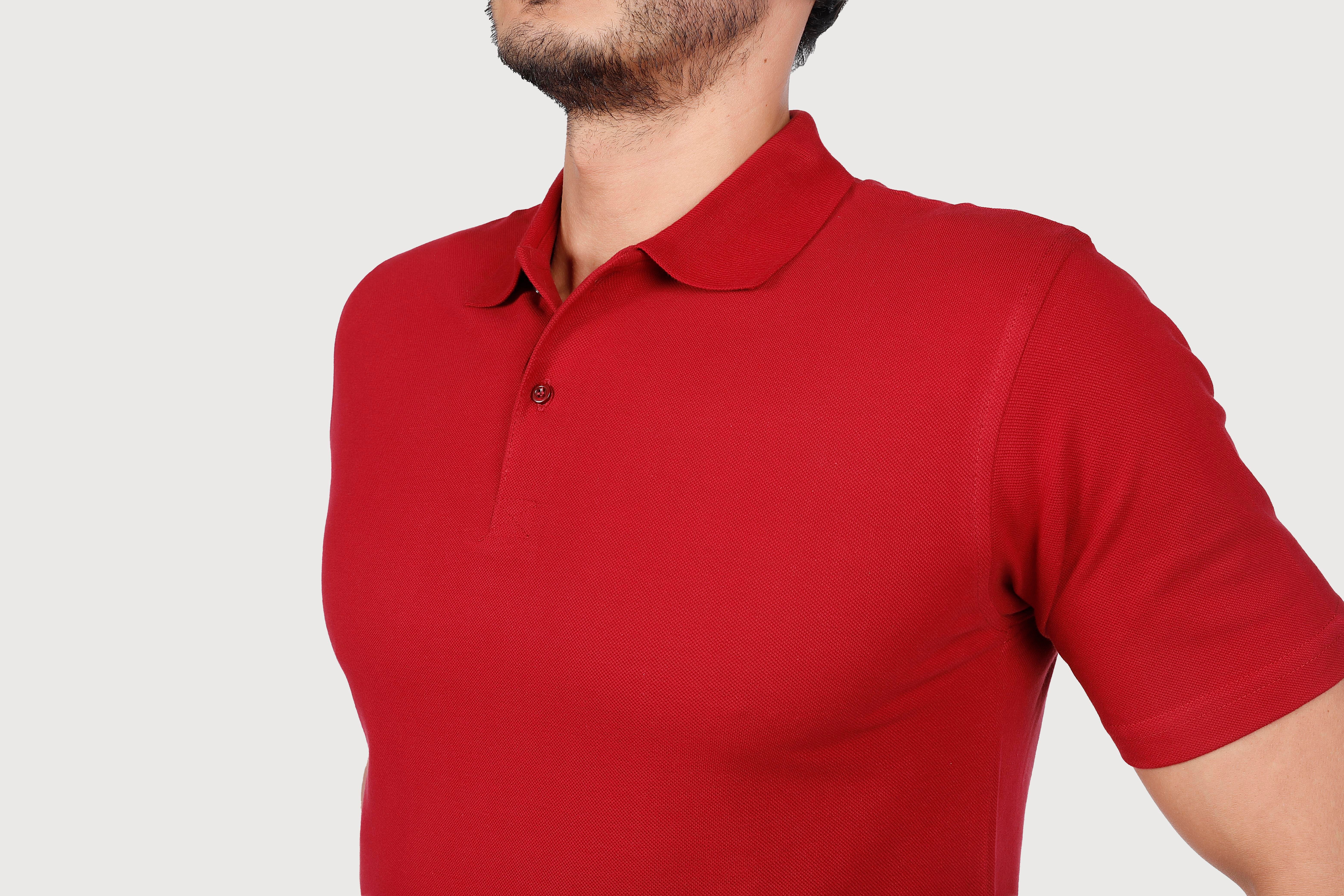 Bordo Polo Yaka Penye Tişört