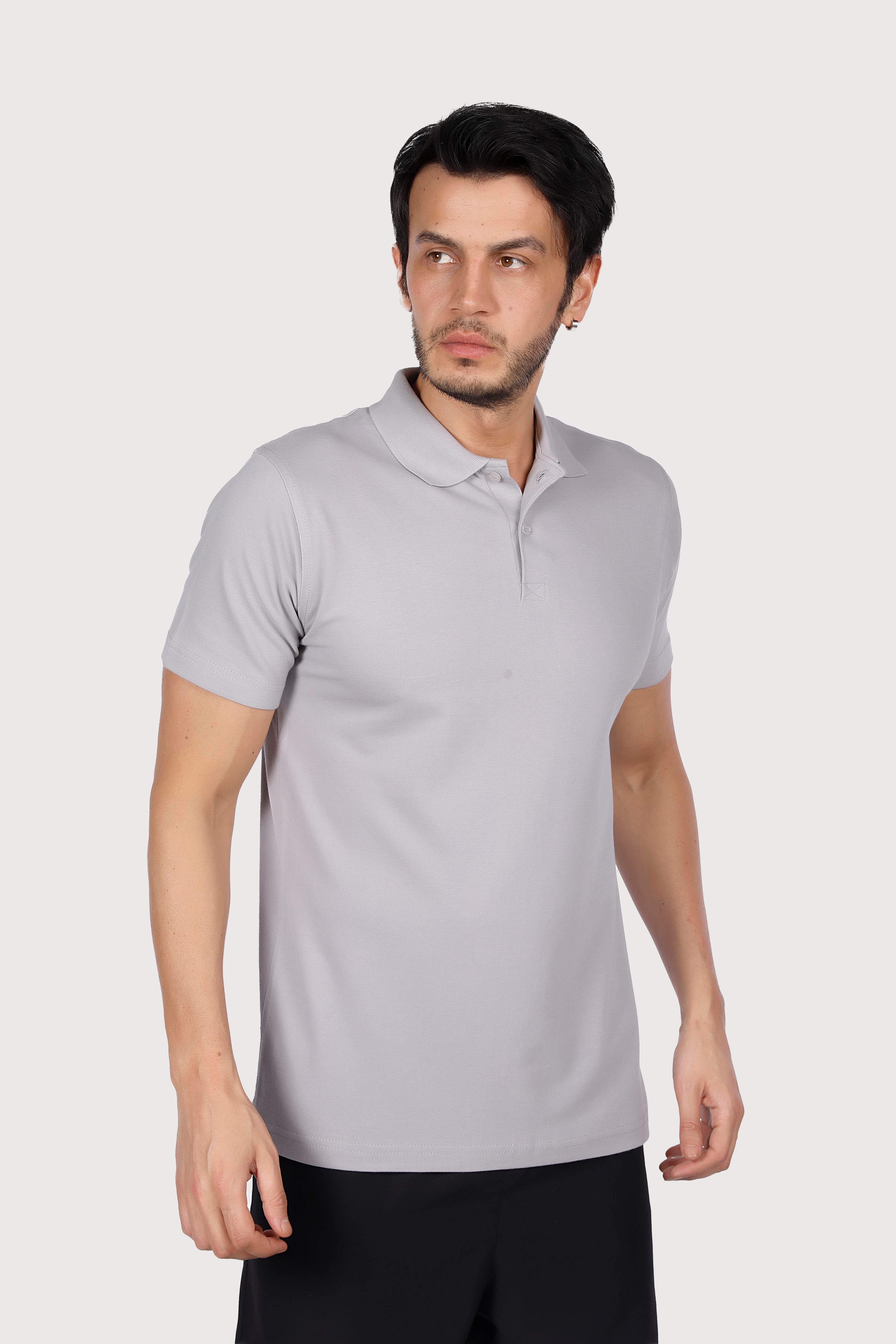 Gri Polo Yaka Penye Tişört