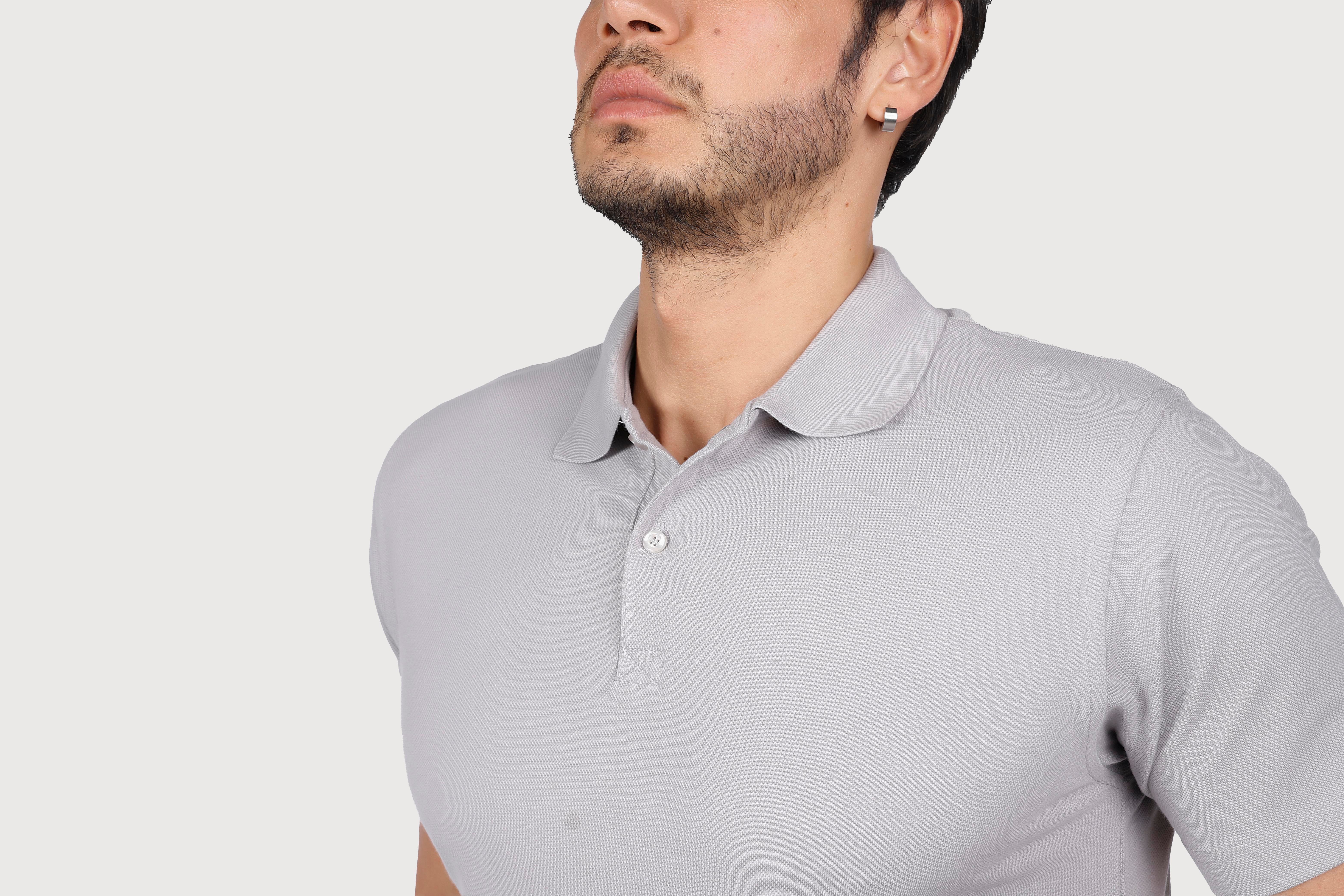 Gri Polo Yaka Penye Tişört