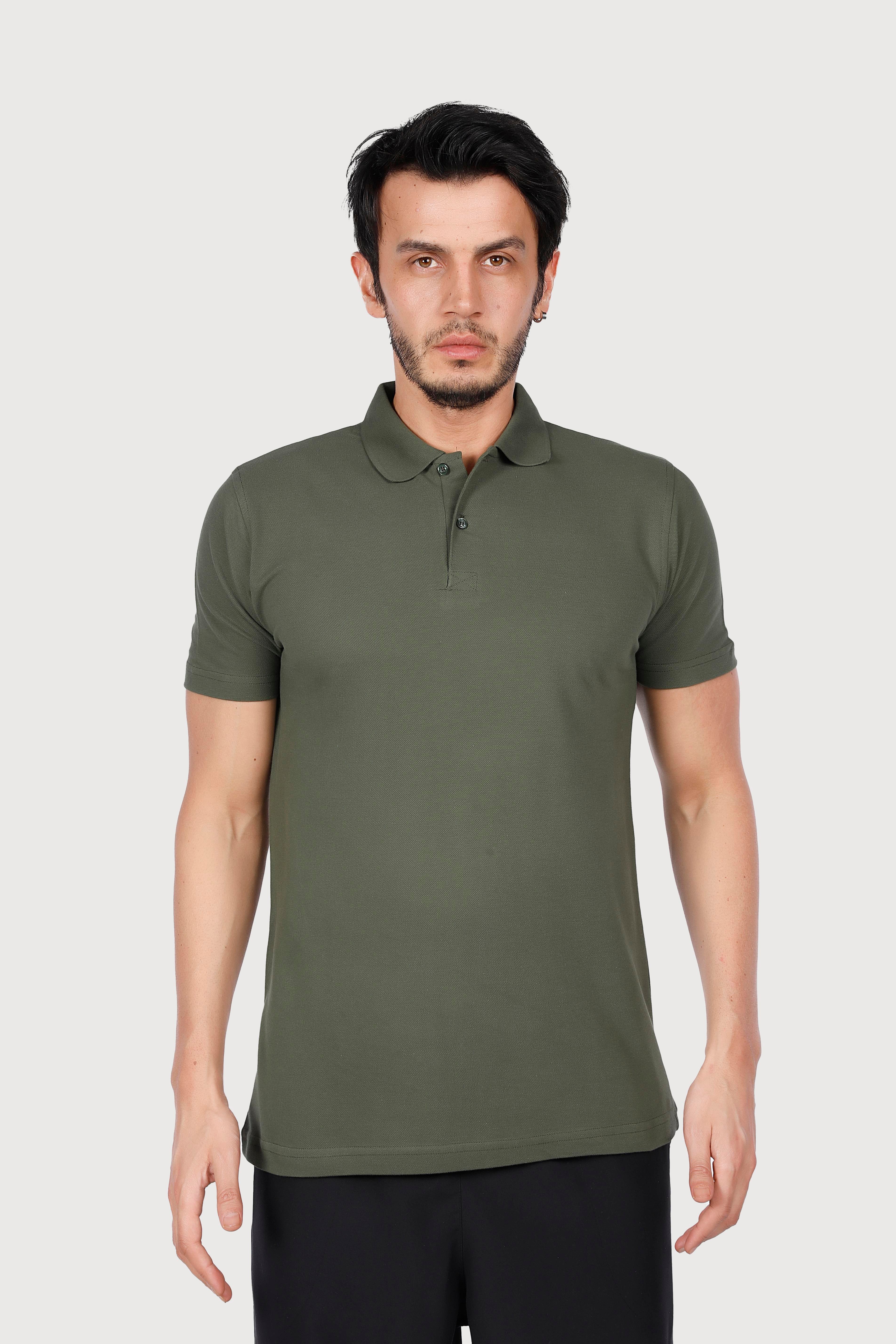 Haki Polo Yaka Penye Tişört
