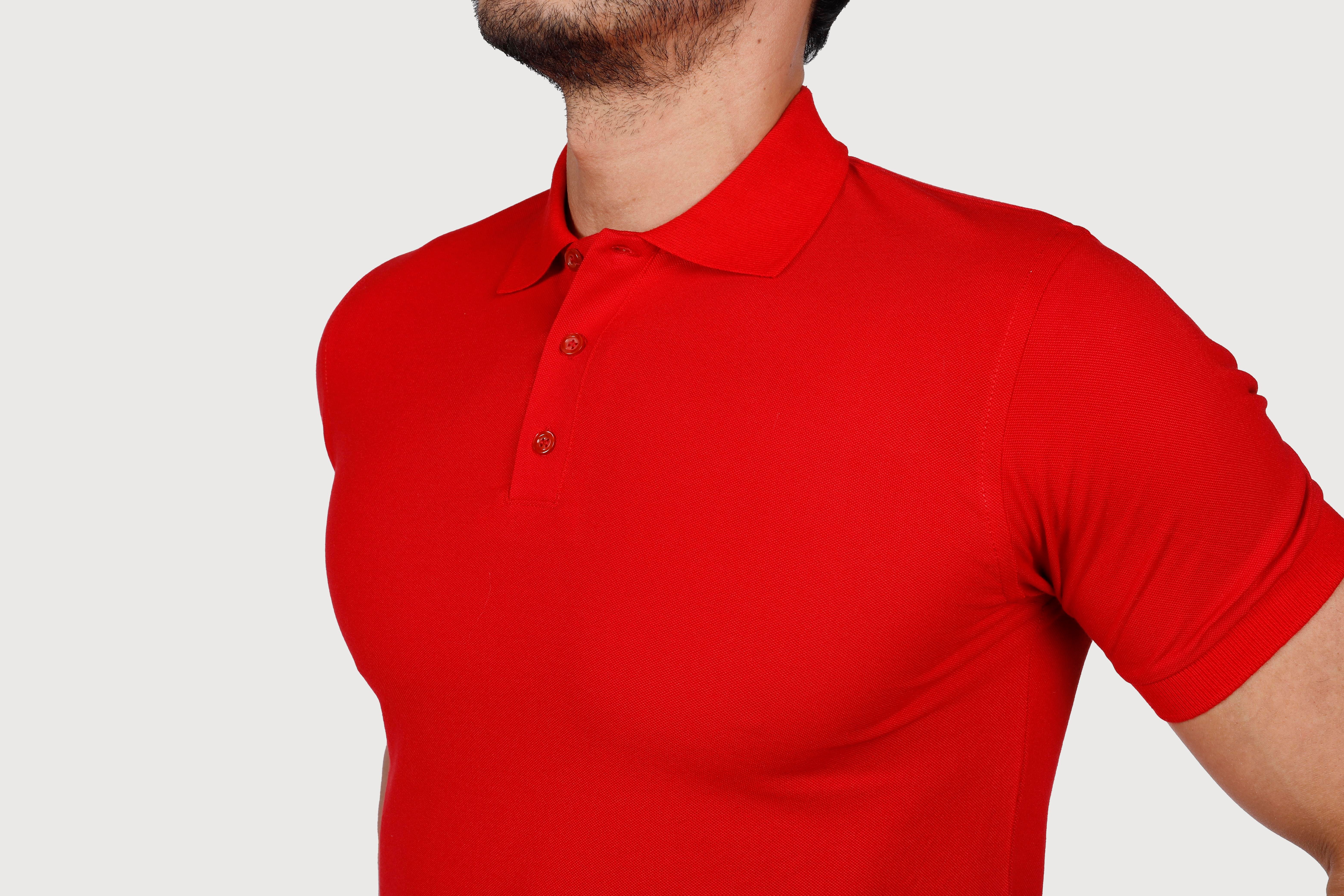 KIRMIZI POLO YAKA 50/50 Pamuk Polyester TİŞORT