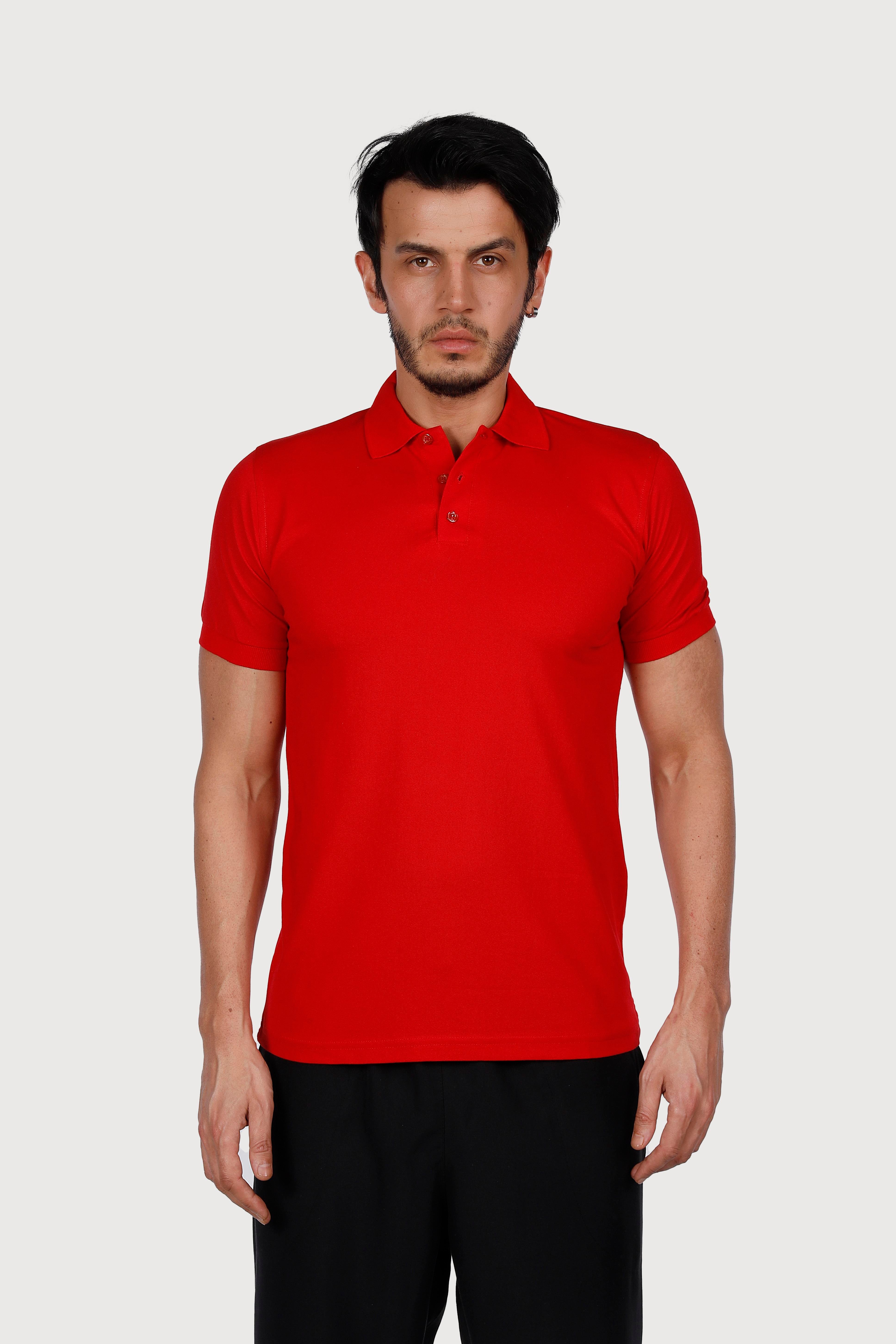 KIRMIZI POLO YAKA 50/50 Pamuk Polyester TİŞORT