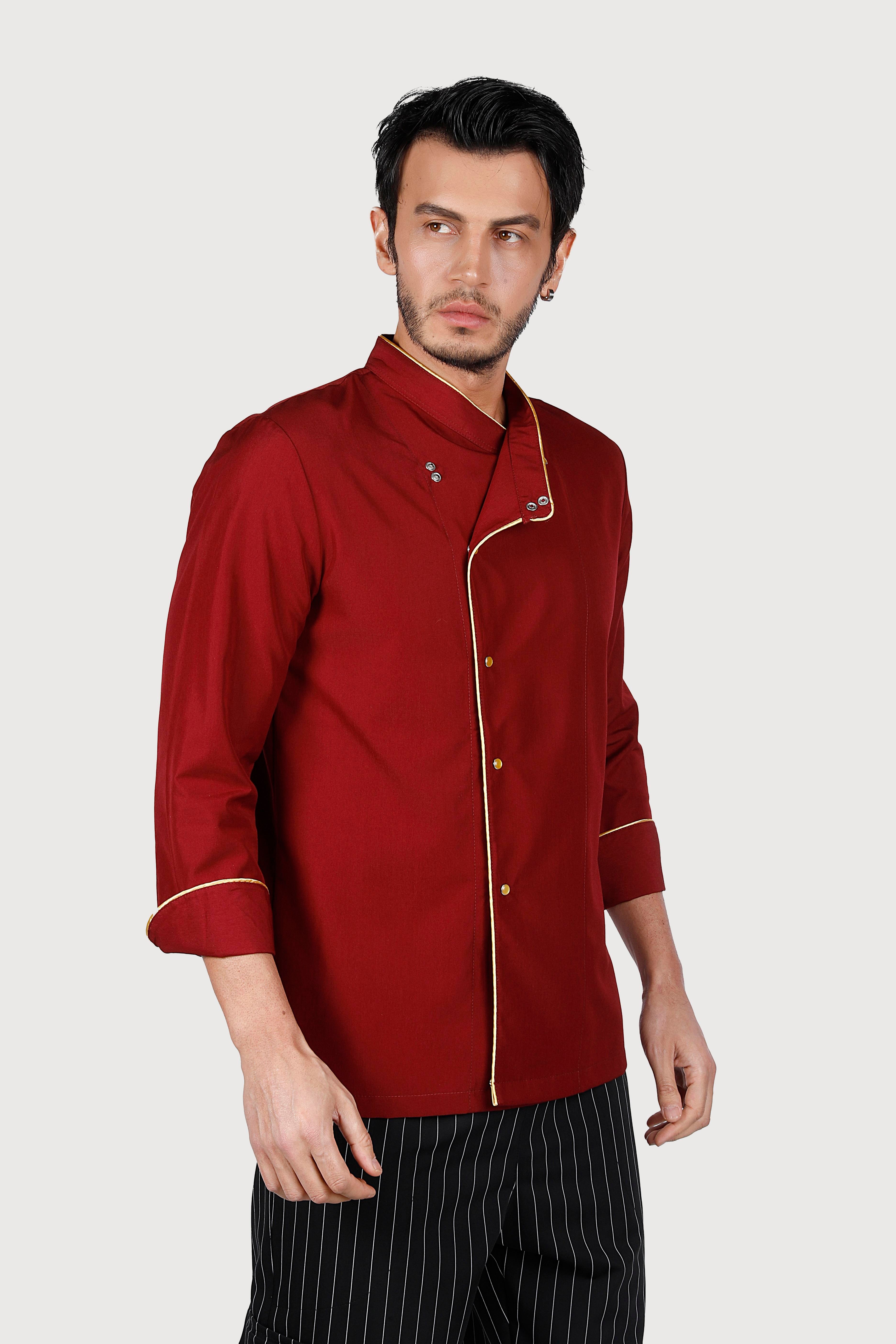 Şal Yaka Bordo Gold Biyeli