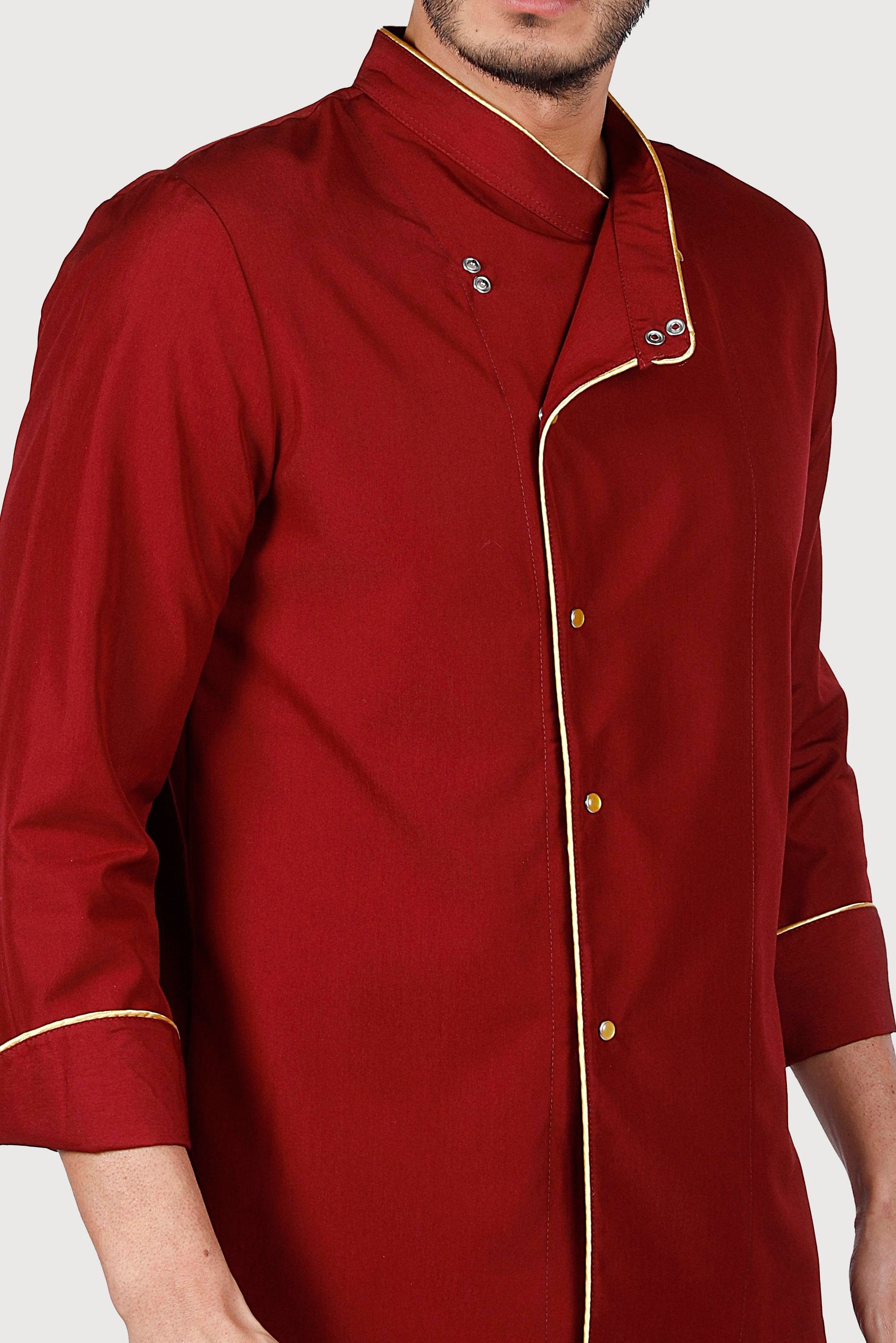 Şal Yaka Bordo Gold Biyeli