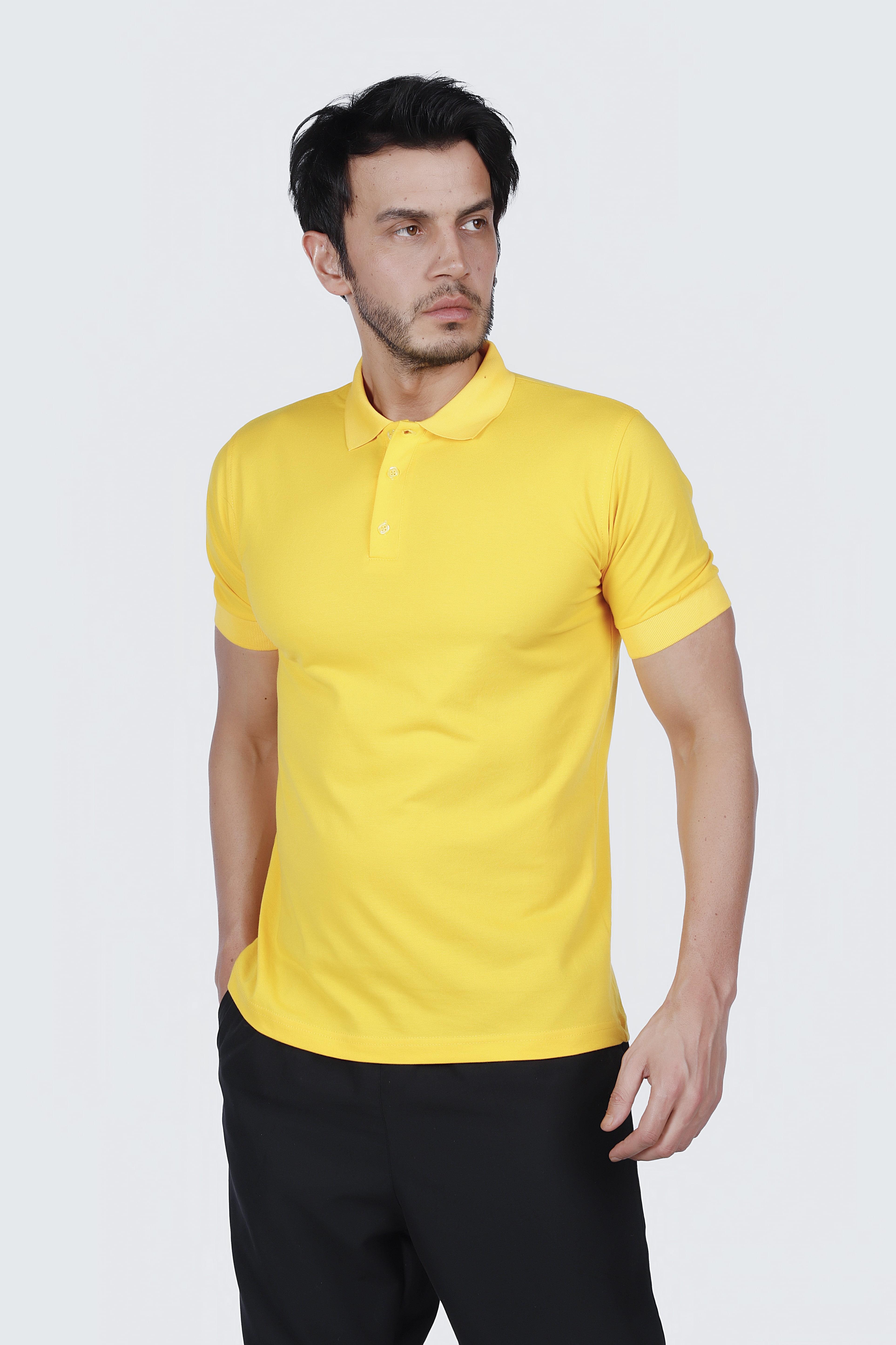 SARI POLO YAKA 50/50 Pamuk Polyester TİŞORT