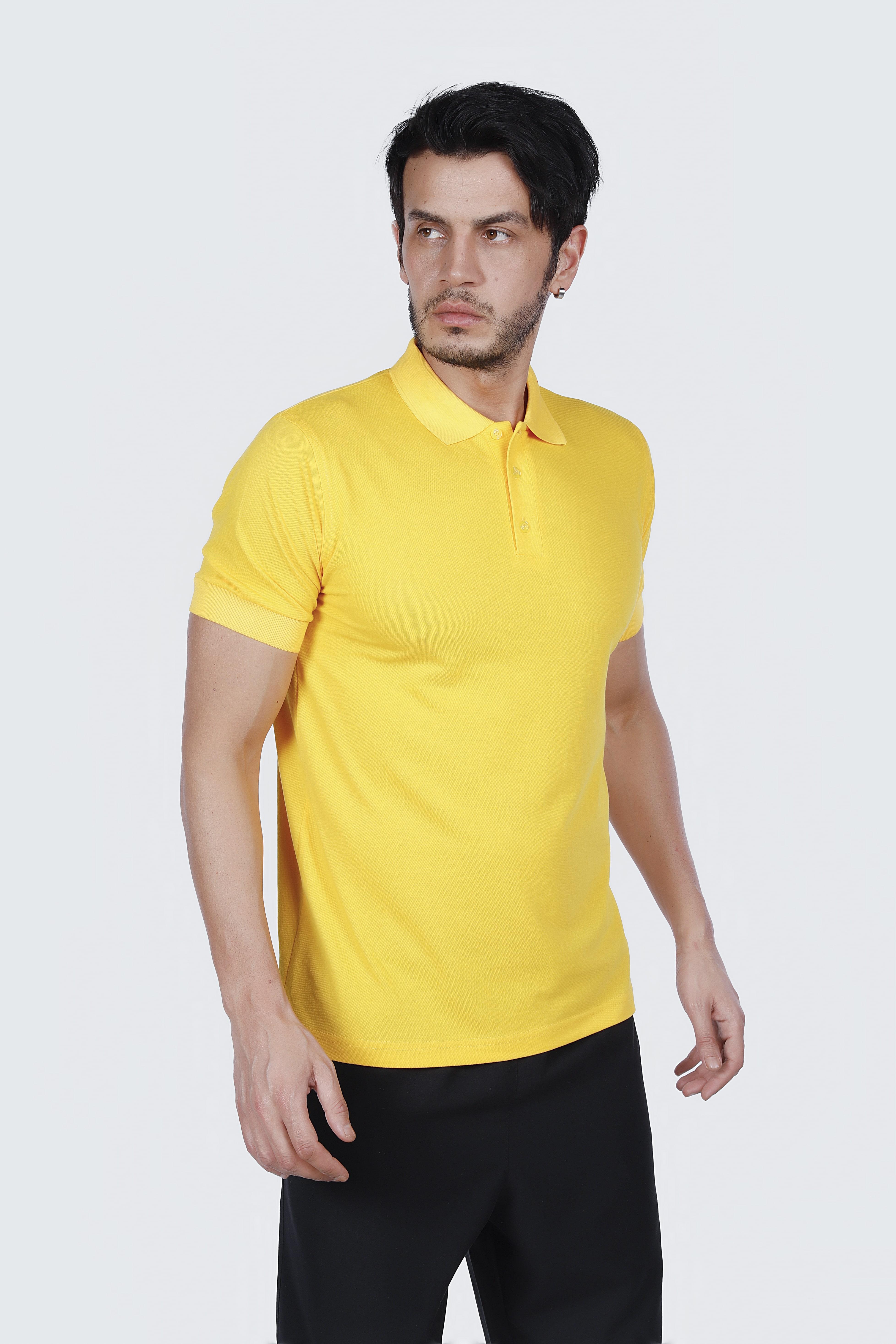 SARI POLO YAKA 50/50 Pamuk Polyester TİŞORT