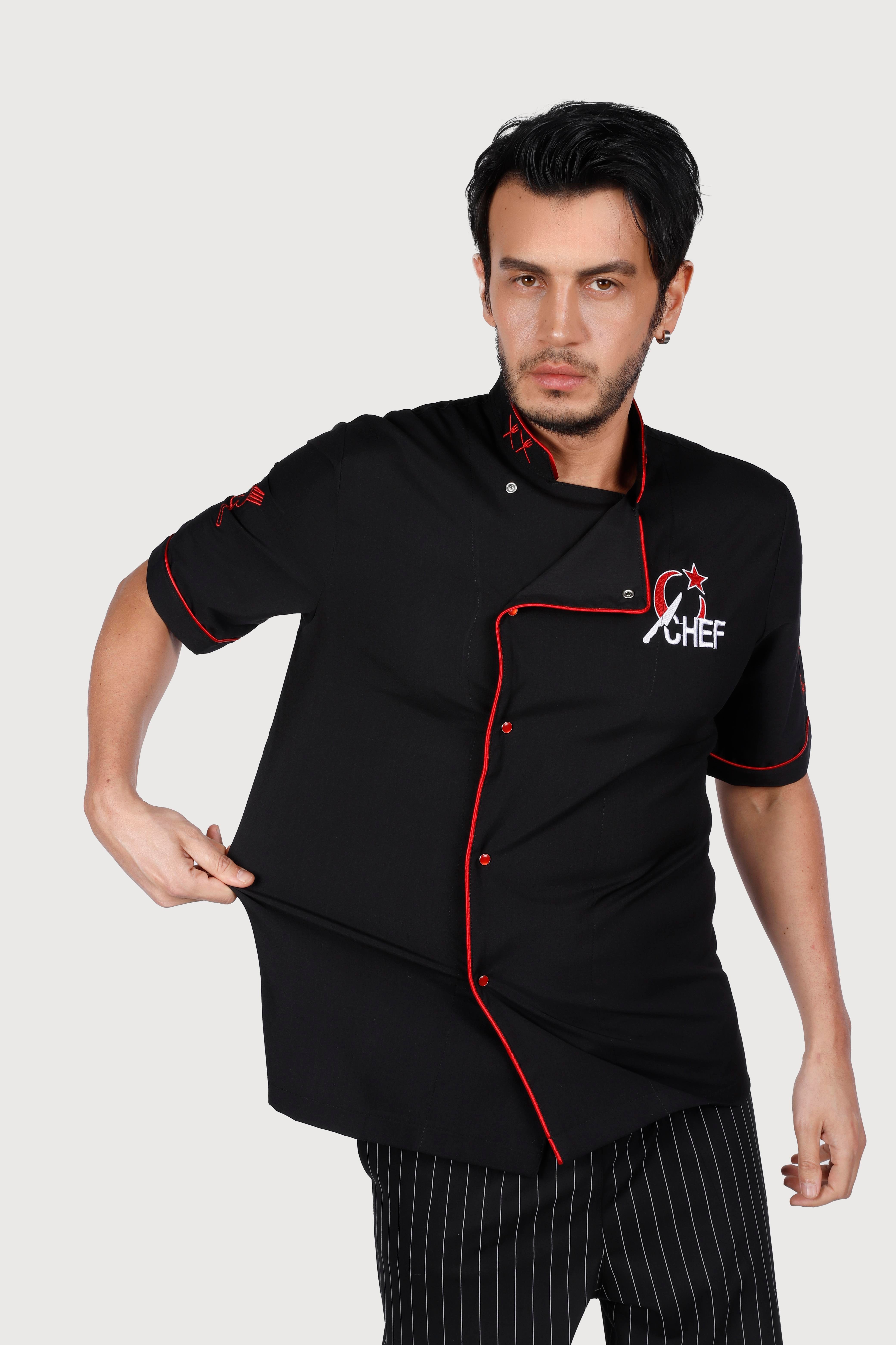 Siyah Kırmızı Biyeli Chef Ayyıldız Kısakol