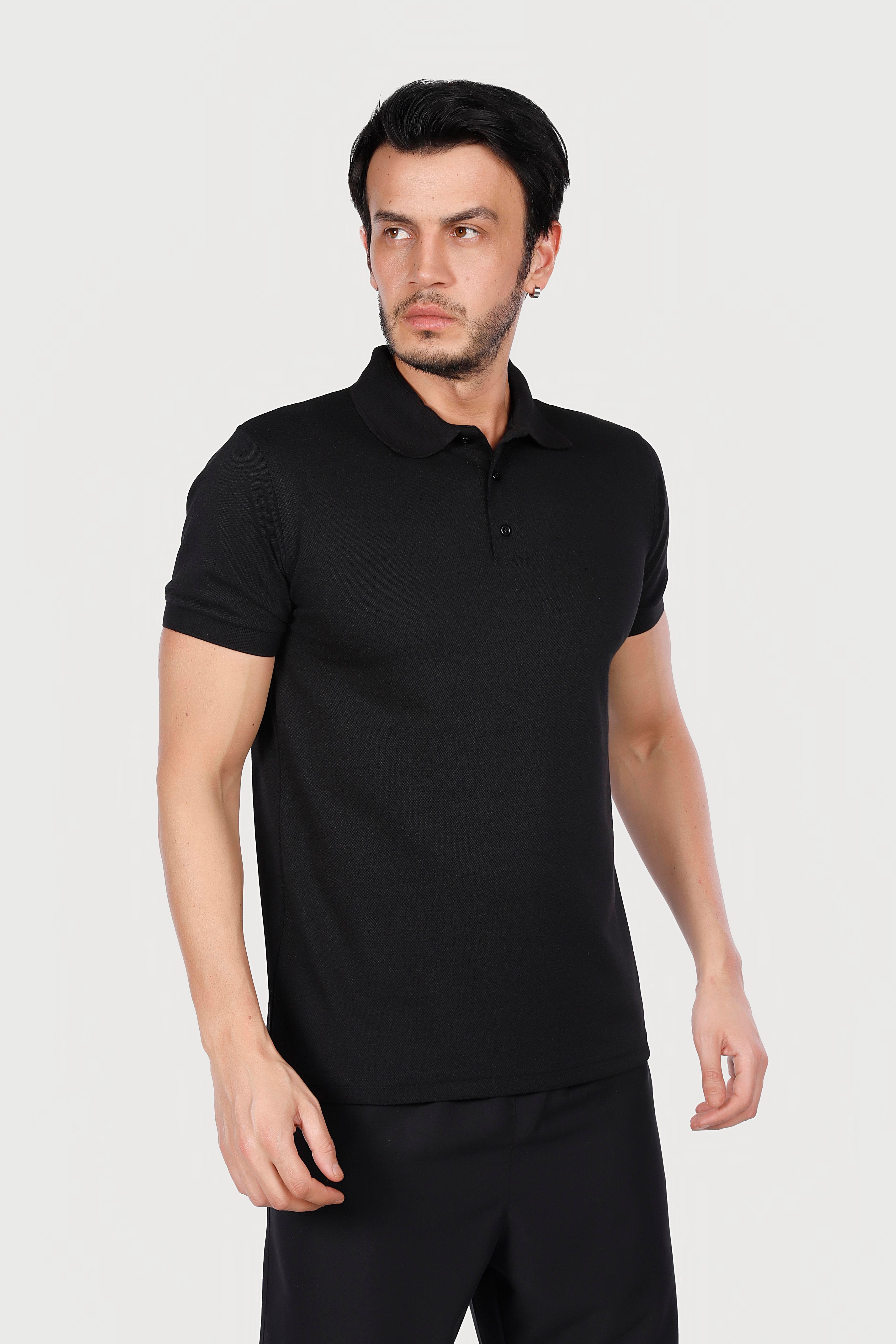 SİYAH POLO YAKA 50/50 Pamuk Polyester TİŞORT
