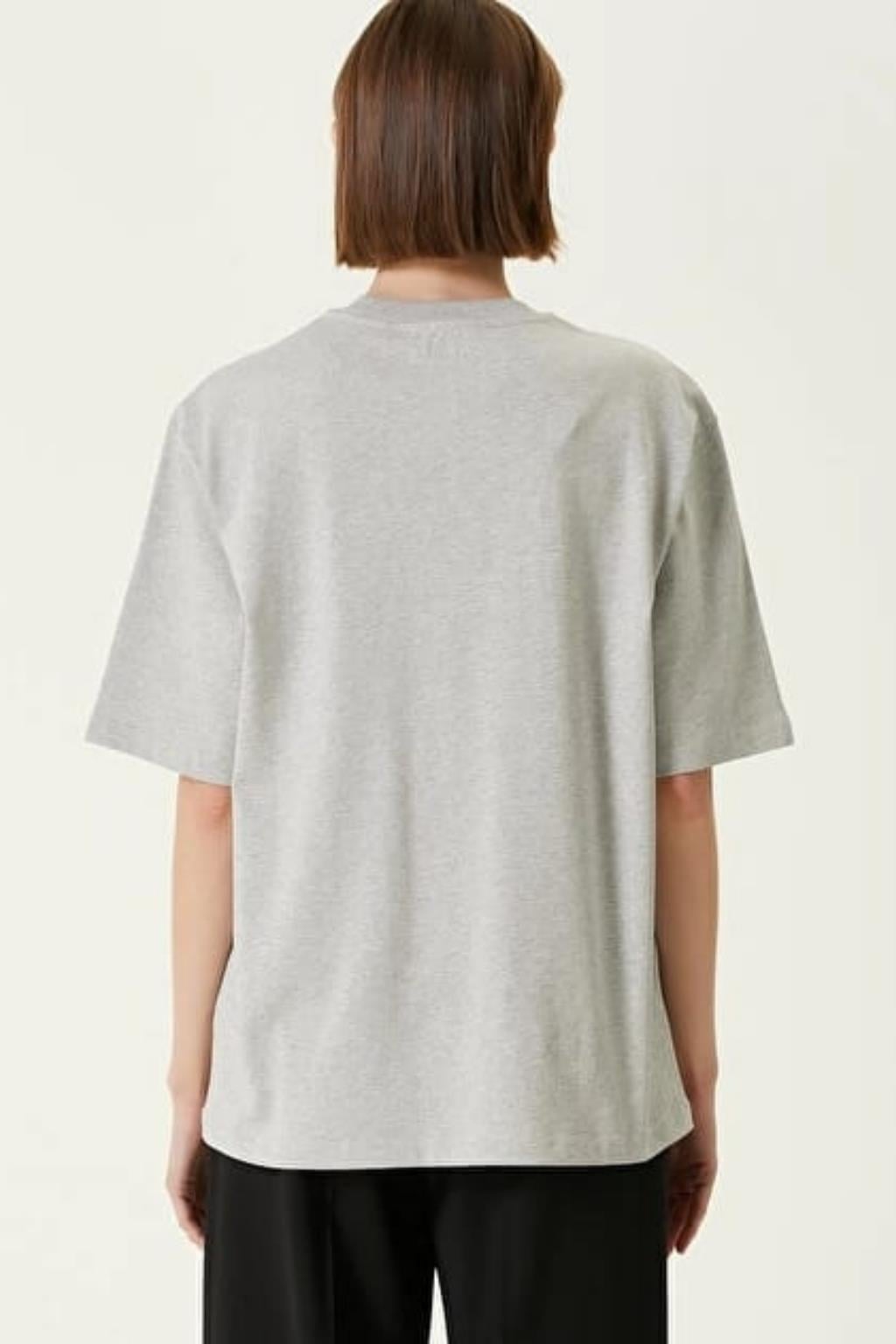 AÇIK GRİ BİSİKLET YAKA OVERSIZE T-SHIRT
