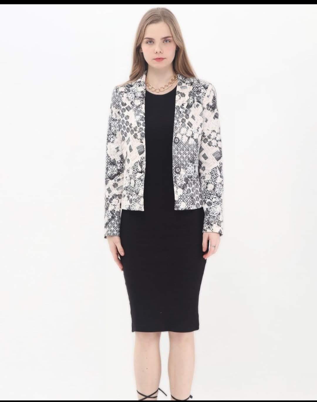 ALBA MODA ORJ DESENLİ İÇİ ASTARLI CEKET
