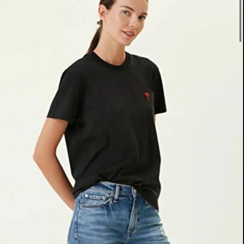 AMİ MODEL SİYAH BİSİKLET YAKA OVERSIZE T-SHIRT