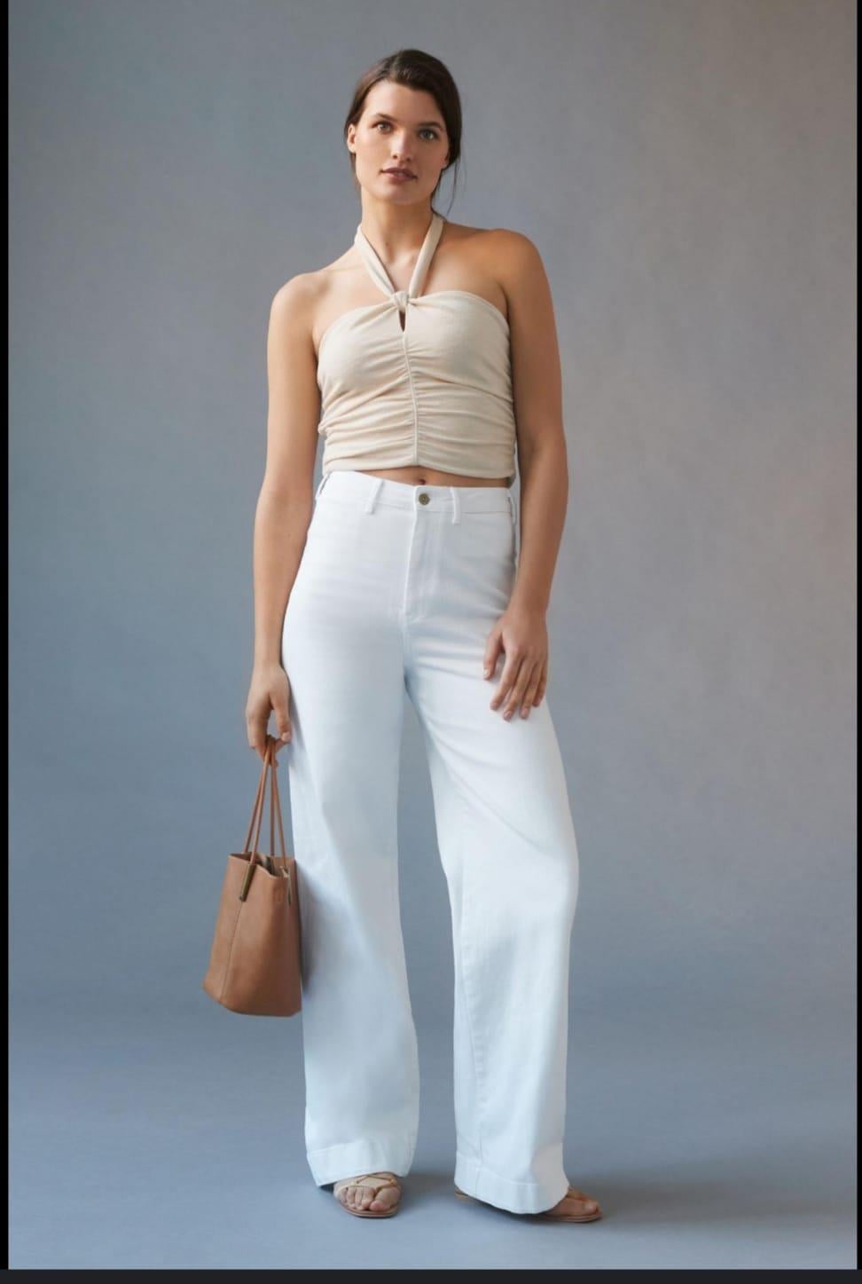 ANTHROPOLOGIE ORJ BEYAZ LİKRALI PLAZZO JEAN