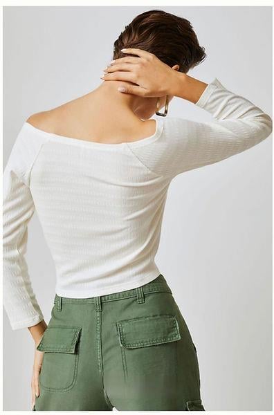 ANTHROPOLOGIE ORJ ECRU UZUN KOLLU CROP BLUZ