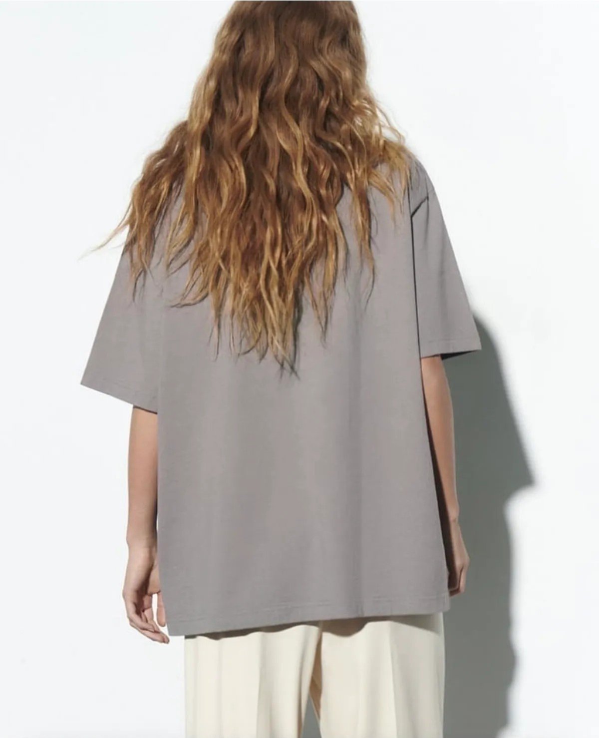 BRSHK ORJ GRİ BİSİKLET YAKA OVERSIZE T-SHIRT