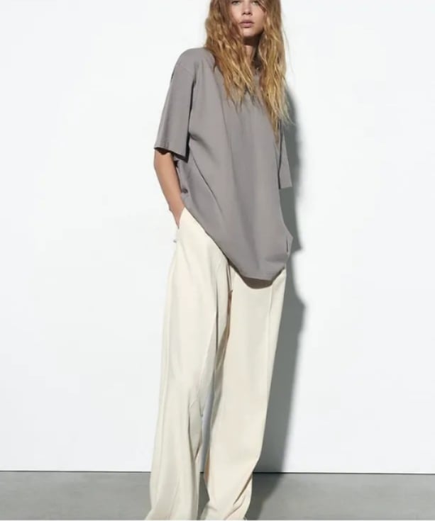 BRSHK ORJ GRİ BİSİKLET YAKA OVERSIZE T-SHIRT