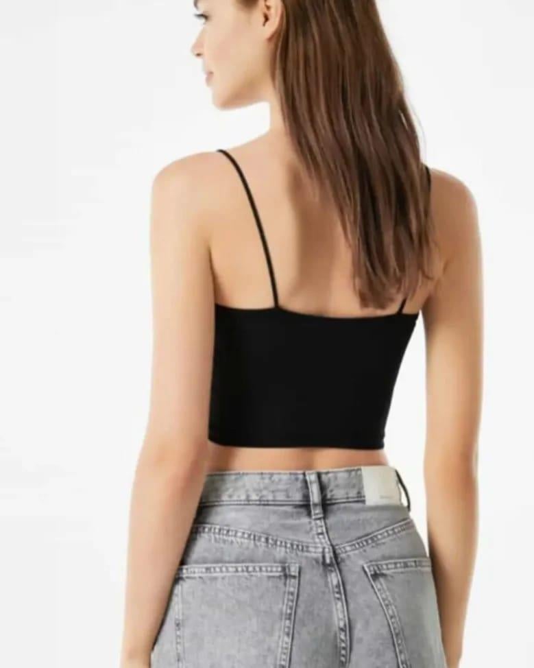 BRSHK ORJ SİYAH İP ASKILI CROP BODY
