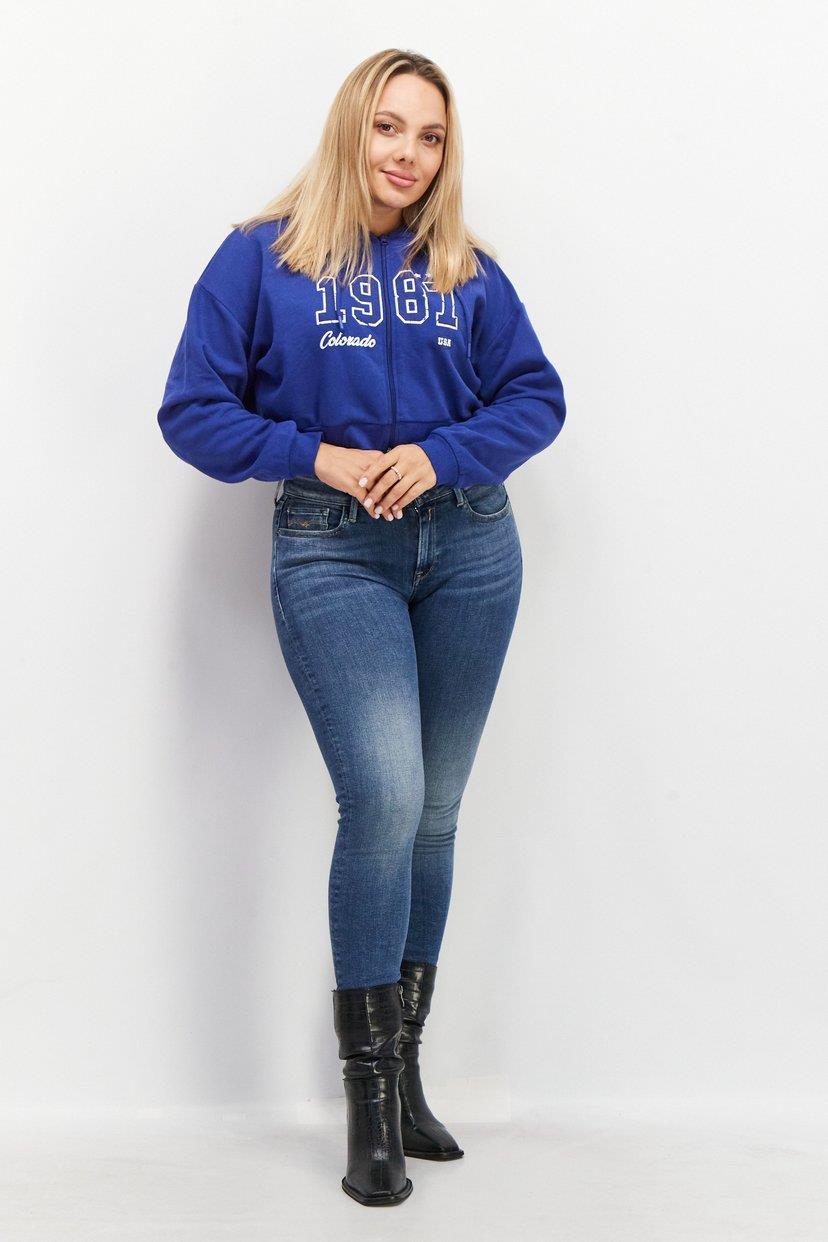 DON'T CALL ME JENNYFER ORJ MAVİ BASKILI CROP SWEATSHIRT