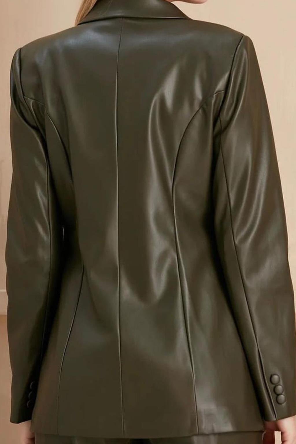 HAKİ SUNİ DERİ BLAZER CEKET