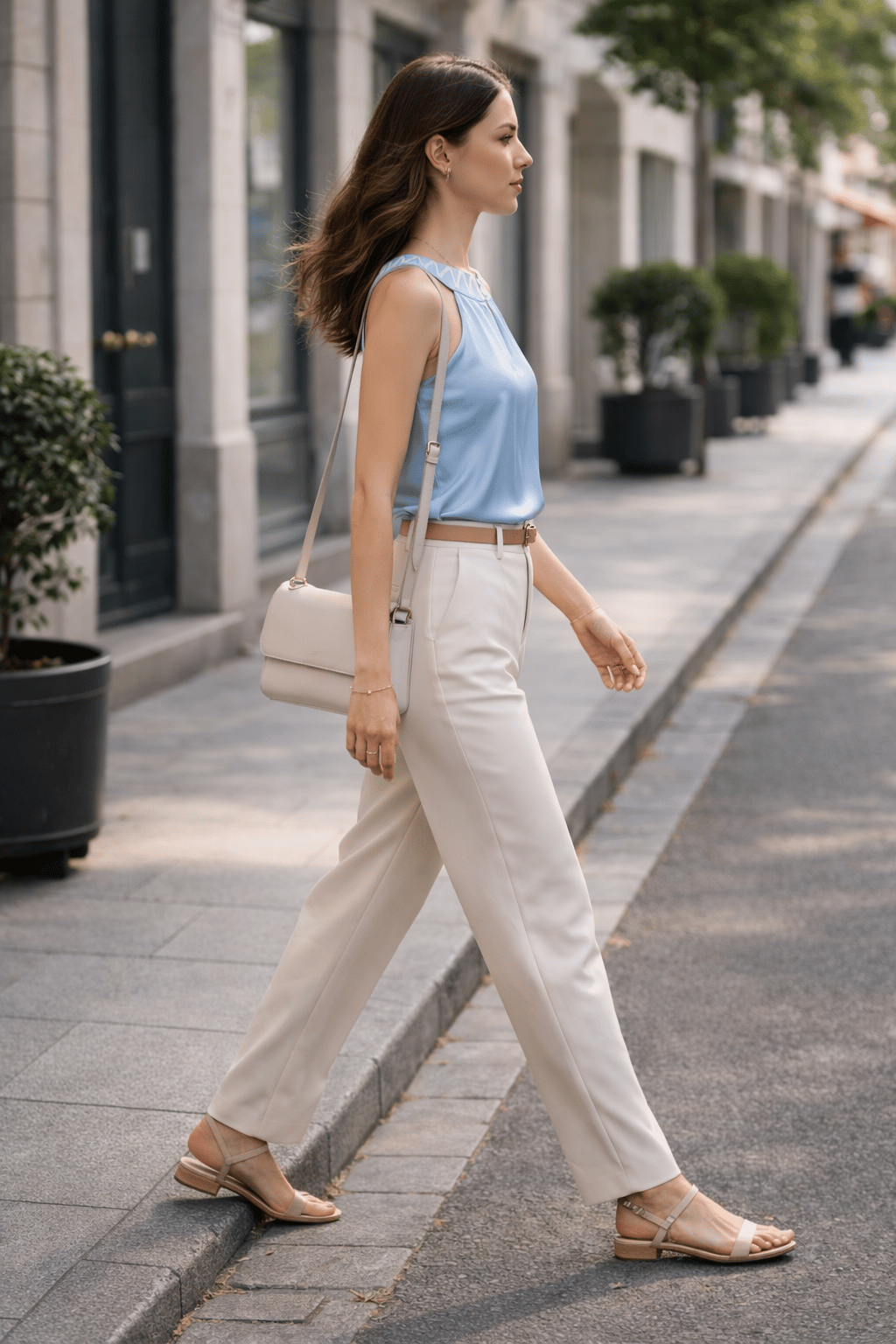 HALTER YAKA MAVİ SATEN BLUZ