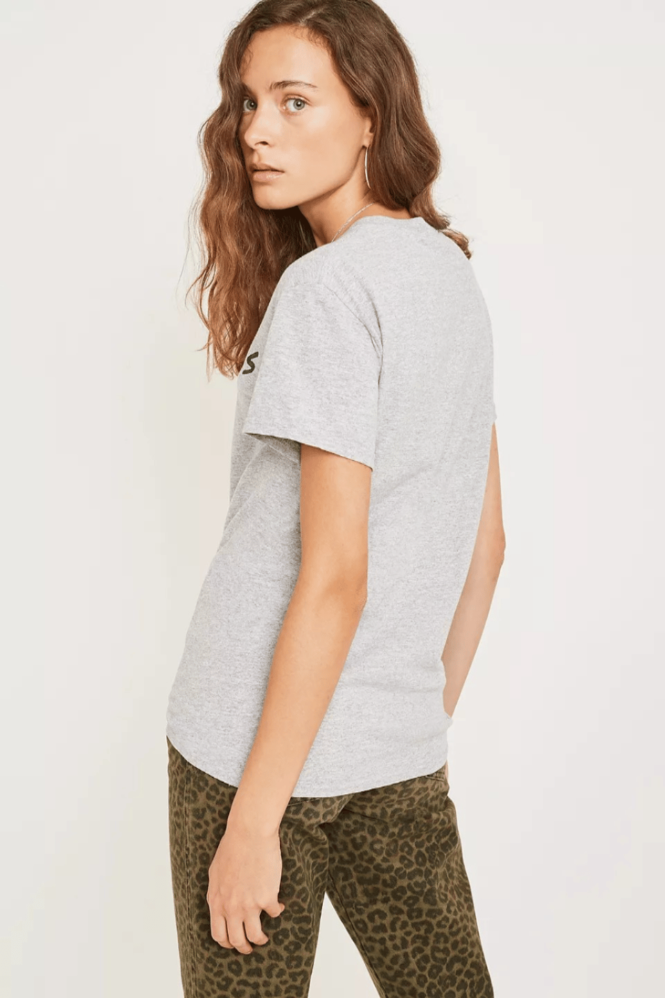 H&M ORJ GRİ BASKILI BİSİKLET YAKA BASIC T-SHIRT