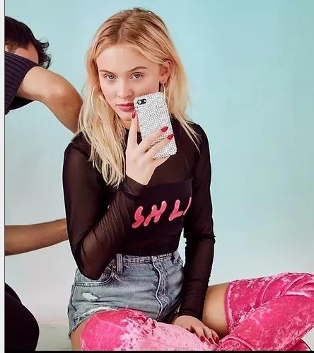 H&M ORJ ZARA LARSSON LİSANSLI UZUN KOL TÜL CROP BADY