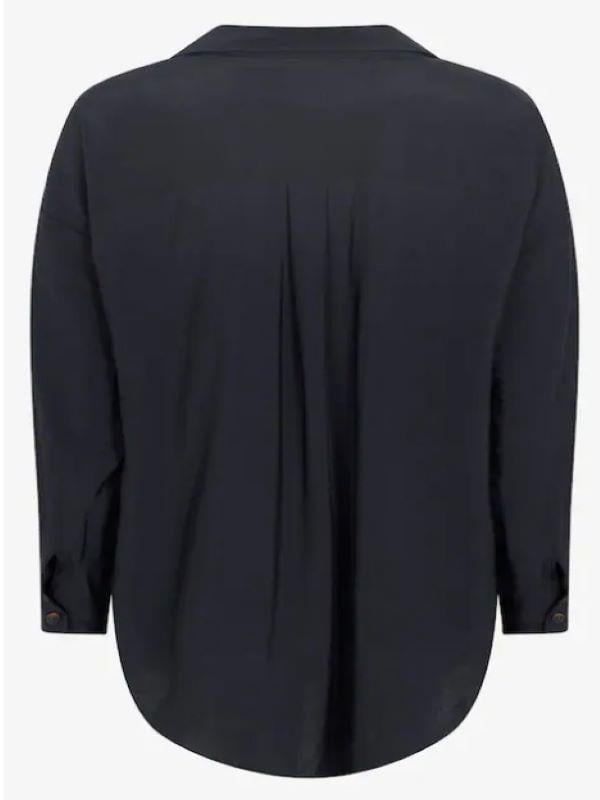 MINT VELVET ORJ LARCİVERT V YAKALI DÜĞMESİZ OVERSIZE BLUZ