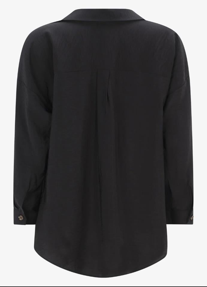 MINT VELVET ORJ SİYAH V YAKA OVERSIZE BLUZ