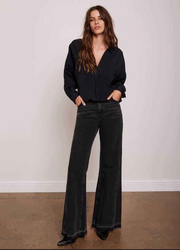 MINT VELVET ORJ SİYAH V YAKA OVERSIZE BLUZ