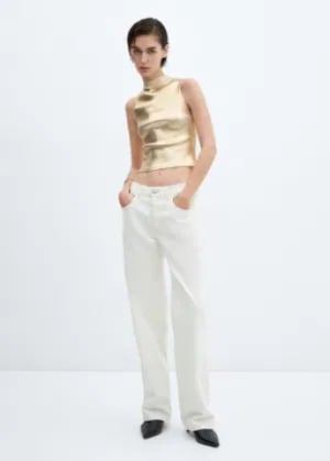 MNG ORJ.METALİK SARI KNIT TOP DİK YAKA  ATLET