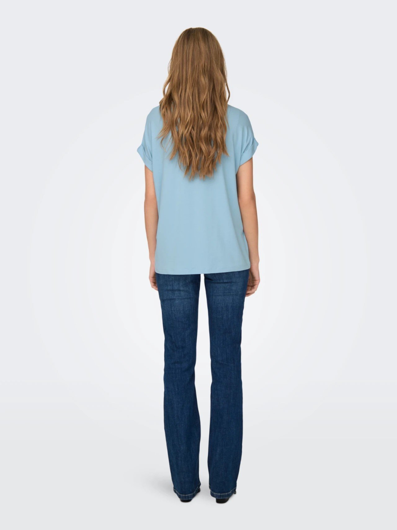 ONLY ORJ AÇIK MAVİ BİSİKLET YAKA BASIC T-SHIRT