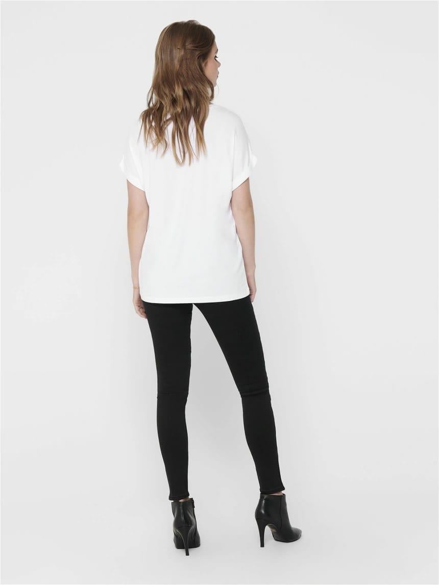 ONLY ORJ BEYAZ BİSİKLET YAKA BASIC T-SHIRT