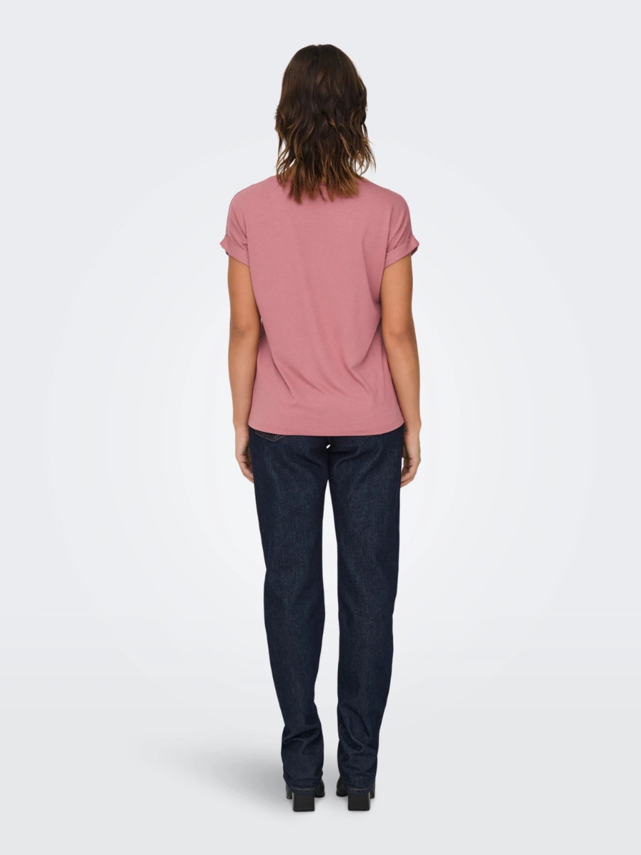 ONLY ORJ GÜL KURUSU BİSİKLET YAKA BASIC T-SHIRT