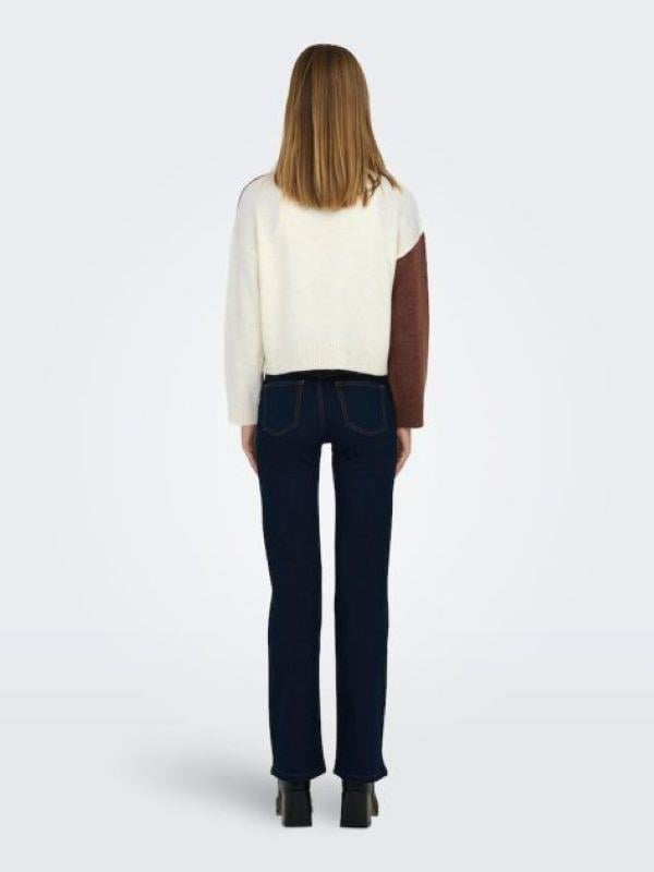 ONLY ORJ KISA RENKLİ BLOCK O-NECK  KAZAK
