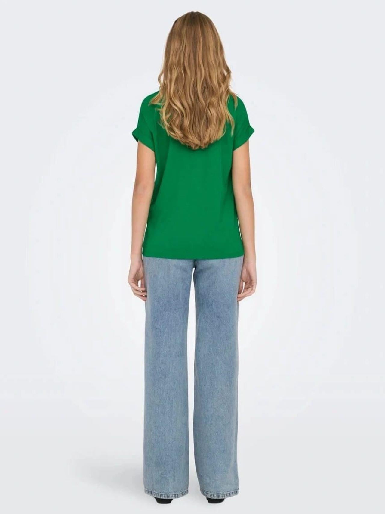 ONLY ORJ YEŞİL BİSİKLET YAKA BASIC T-SHIRT