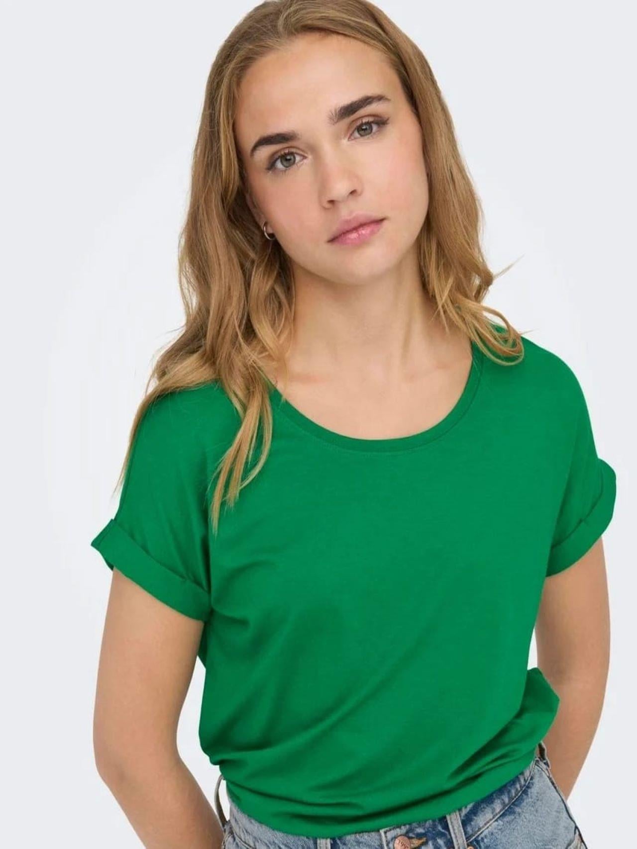 ONLY ORJ YEŞİL BİSİKLET YAKA BASIC T-SHIRT